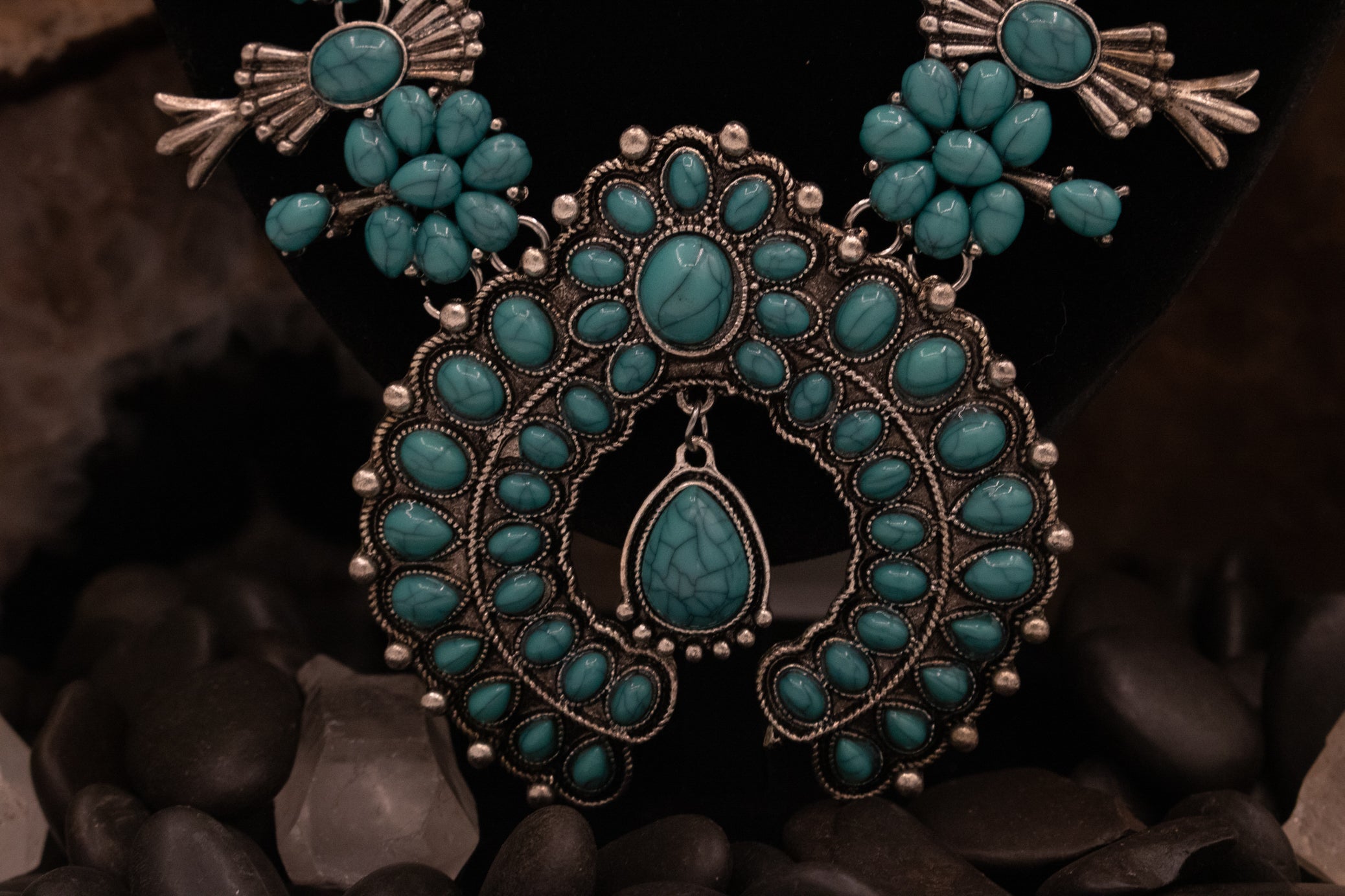 Native American Squash Blossom Style Necklace with Beautiful Nala