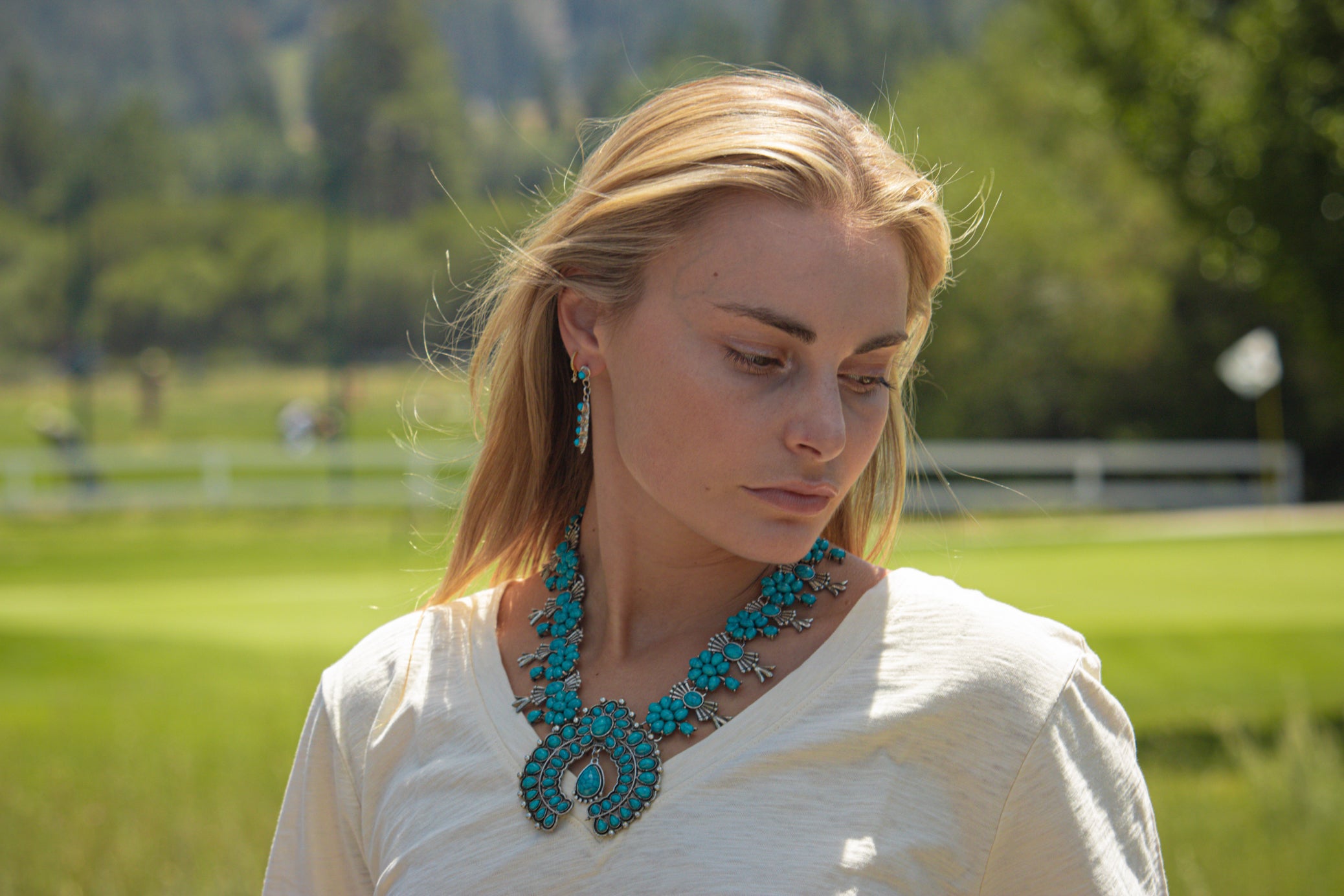 Native American Squash Blossom Style Necklace with Beautiful Nala