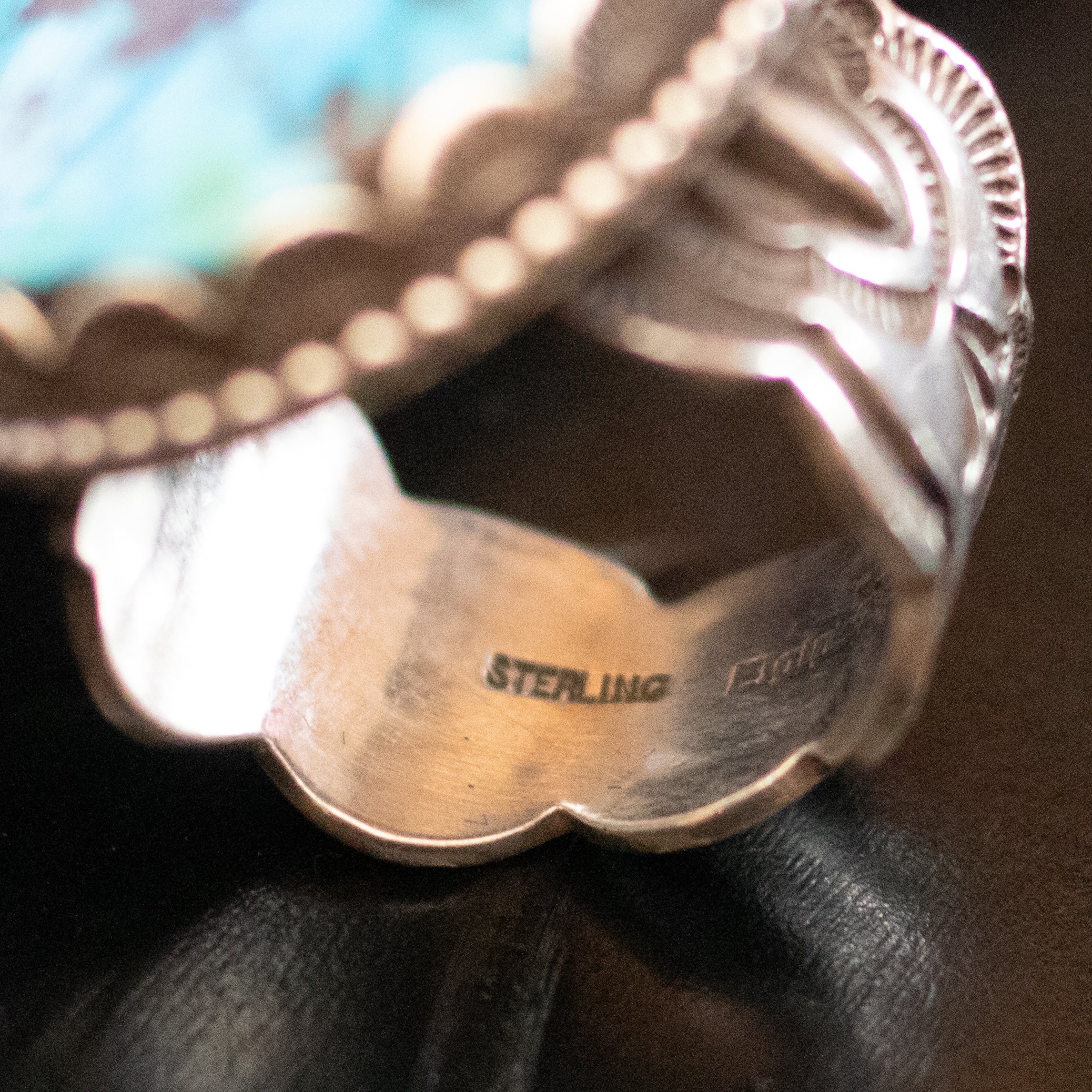 Vintage Navajo Sterling Silver Big Turquoise Ring Stamped Elgin Tom Size 11
