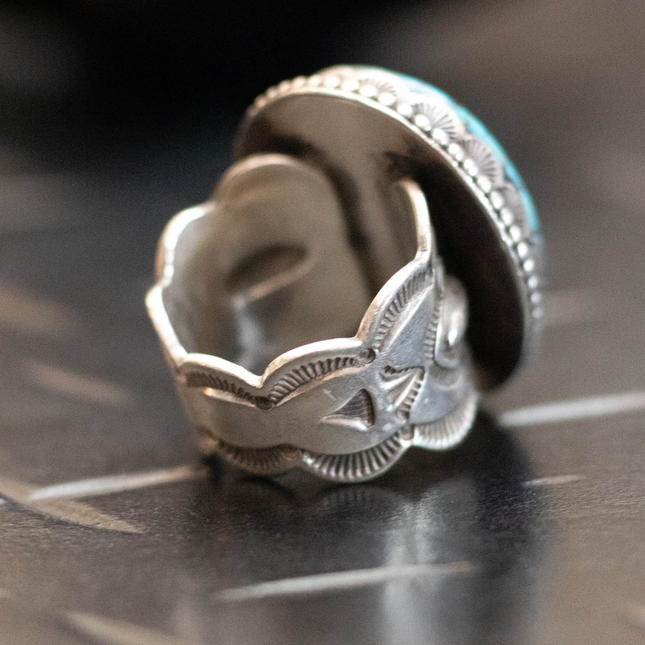 Vintage Navajo Sterling Silver Big Turquoise Ring Stamped Elgin Tom Size 11