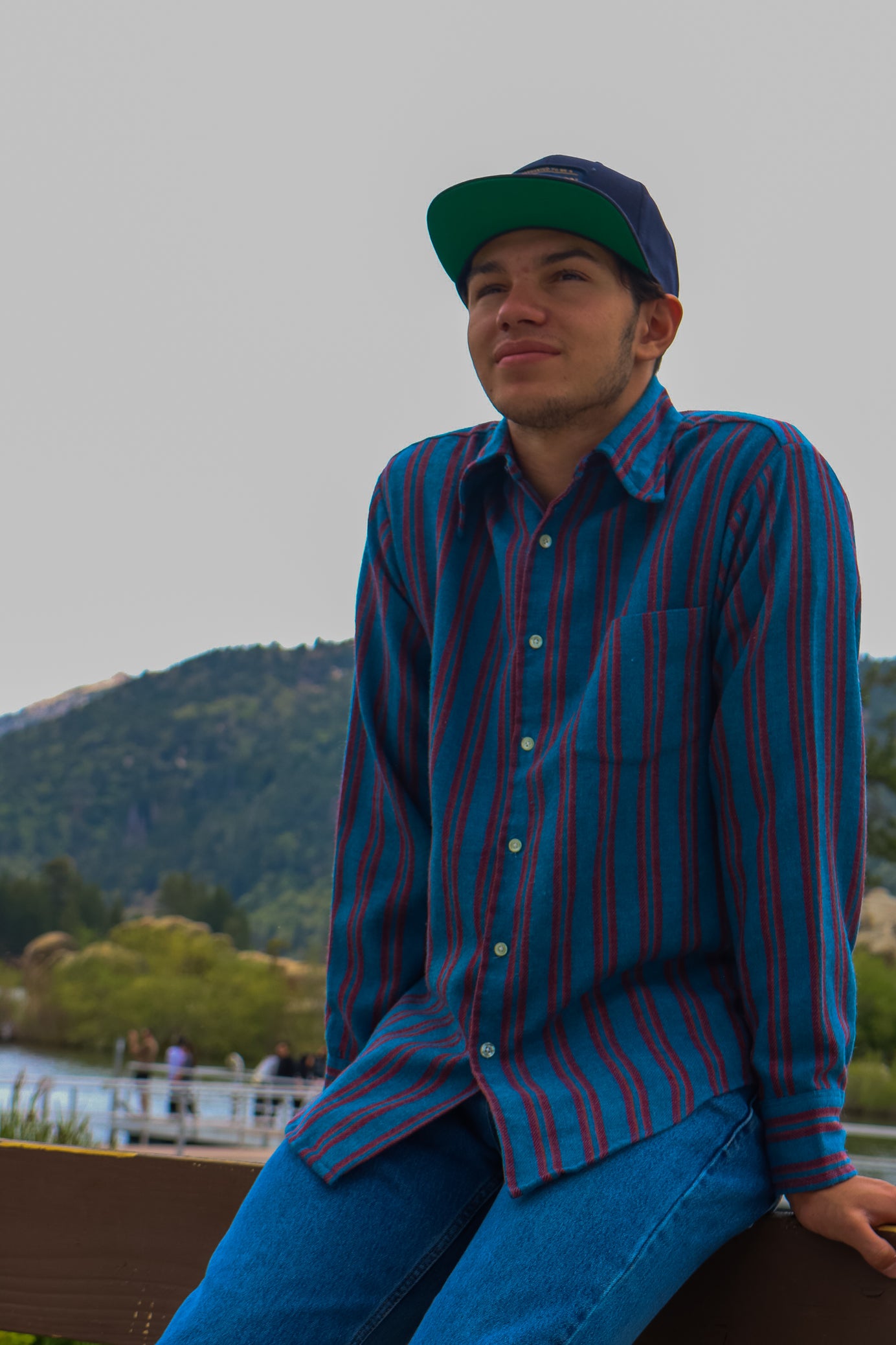 Old Scool Town Craft Tapereo Penney's Blue Striped Red Button-up Shirt