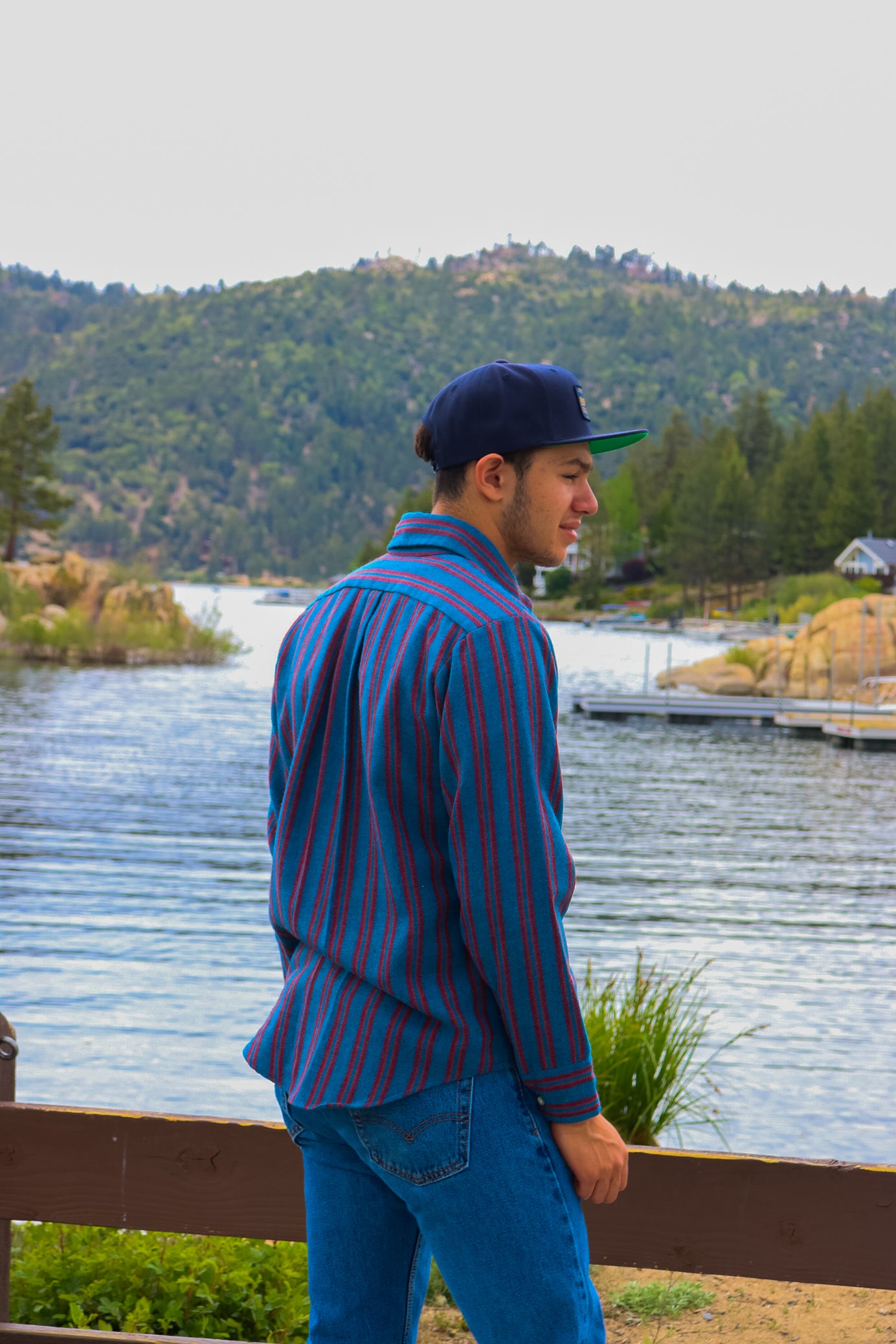 Old Scool Town Craft Tapereo Penney's Blue Striped Red Button-up Shirt