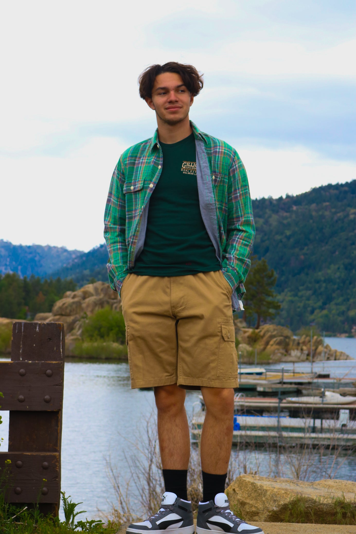 Polo by Ralph Lauren Crewneck Tee Shirt Embroidered with "Gilligan Log Homes Real Estate Big Bear Lake" logo