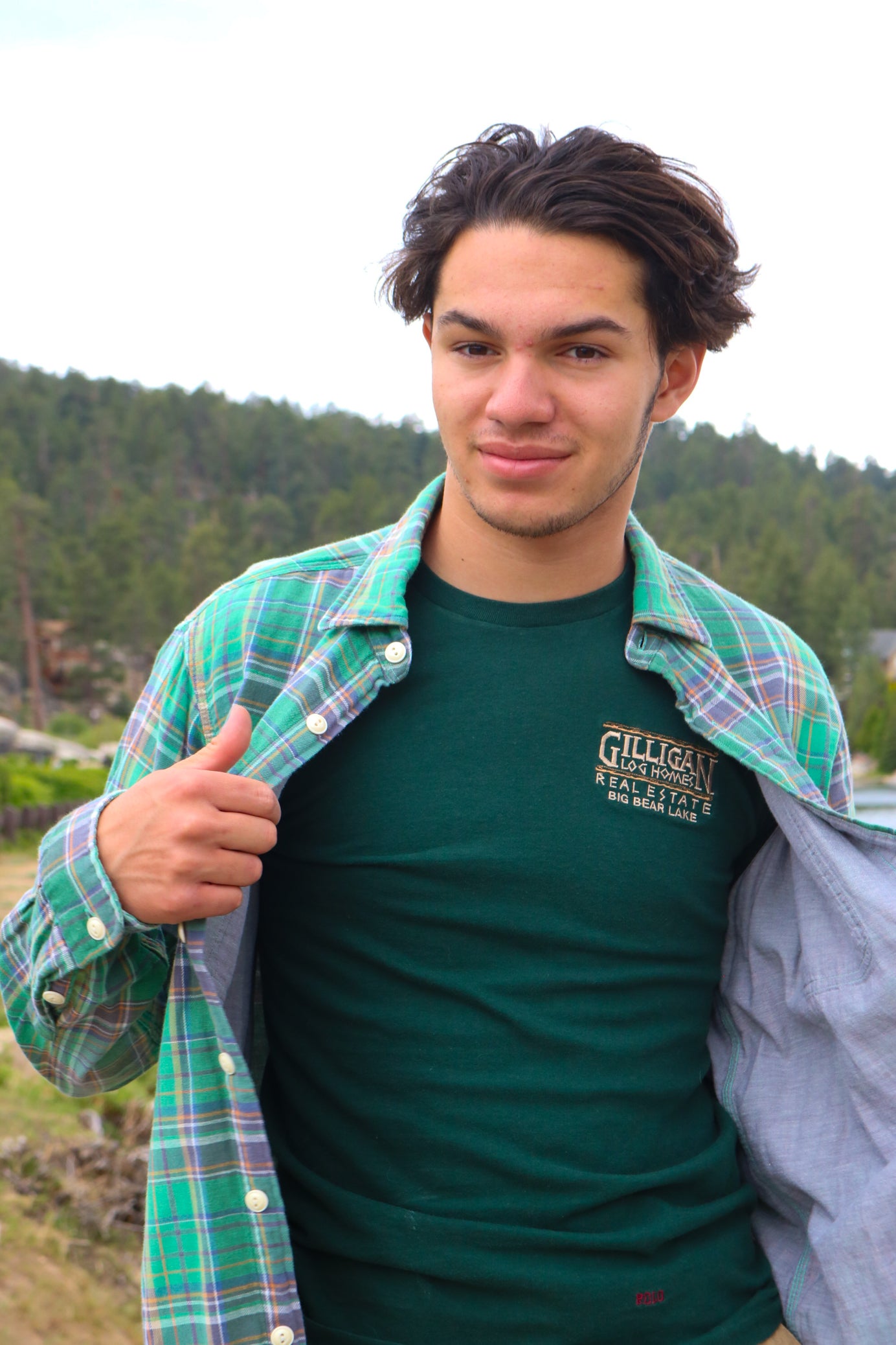 Polo by Ralph Lauren Crewneck Tee Shirt Embroidered with "Gilligan Log Homes Real Estate Big Bear Lake" logo