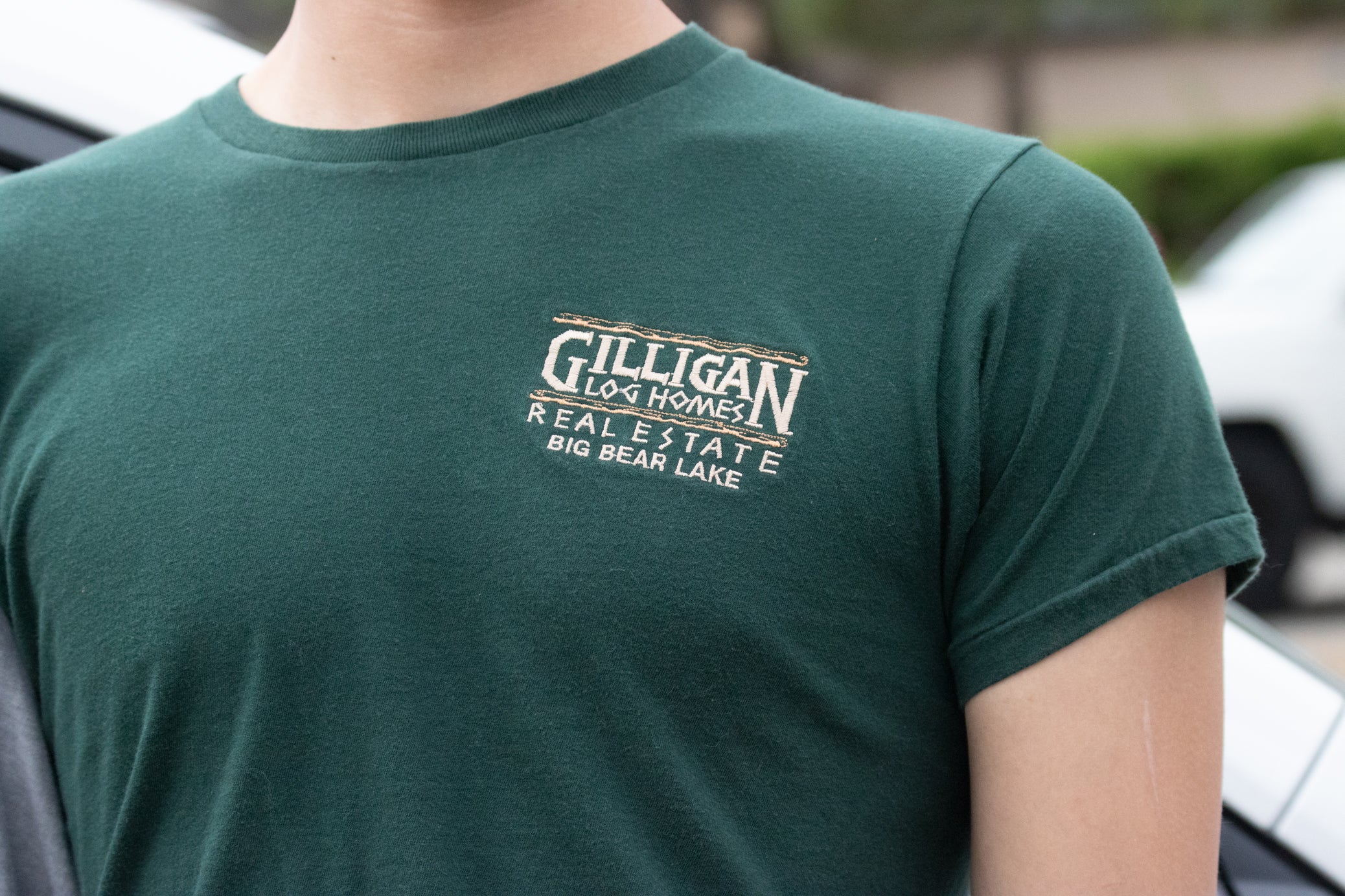 Polo by Ralph Lauren Crewneck Tee Shirt Embroidered with "Gilligan Log Homes Real Estate Big Bear Lake" logo