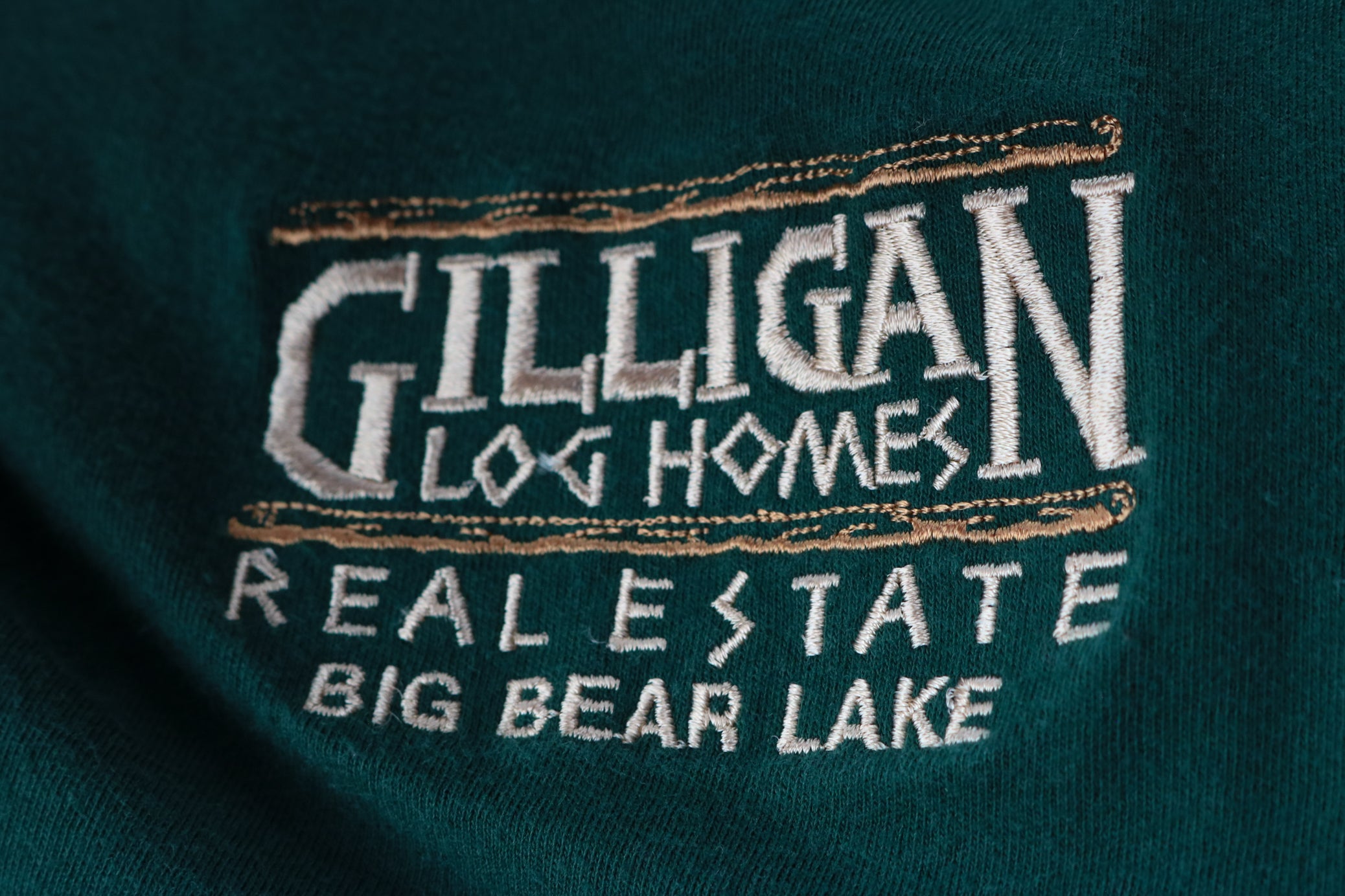 Polo by Ralph Lauren Crewneck Tee Shirt Embroidered with "Gilligan Log Homes Real Estate Big Bear Lake" logo
