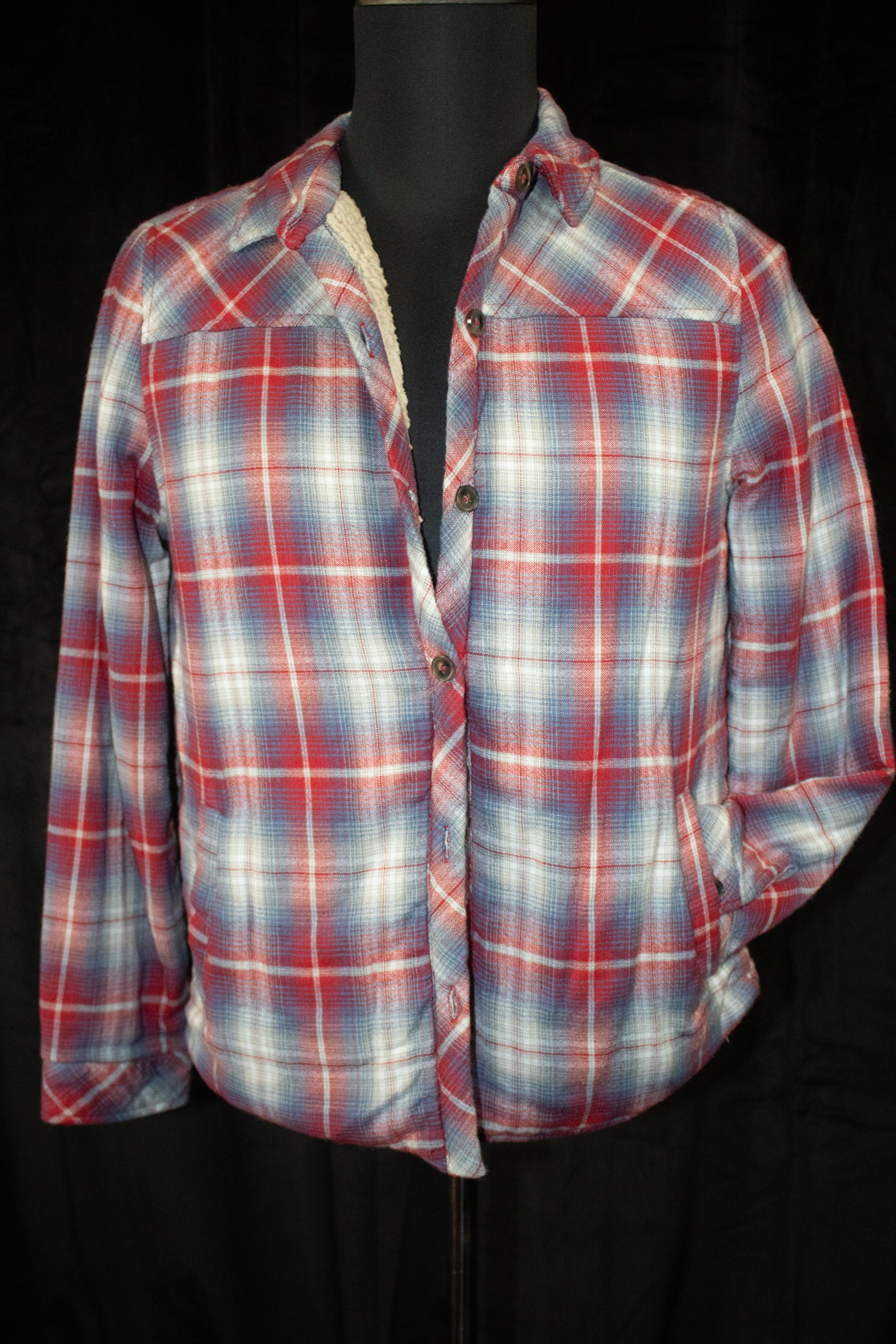 Velvet By Graham & Spencer Red and Blue Flannel with Sherpa Liner Size Small