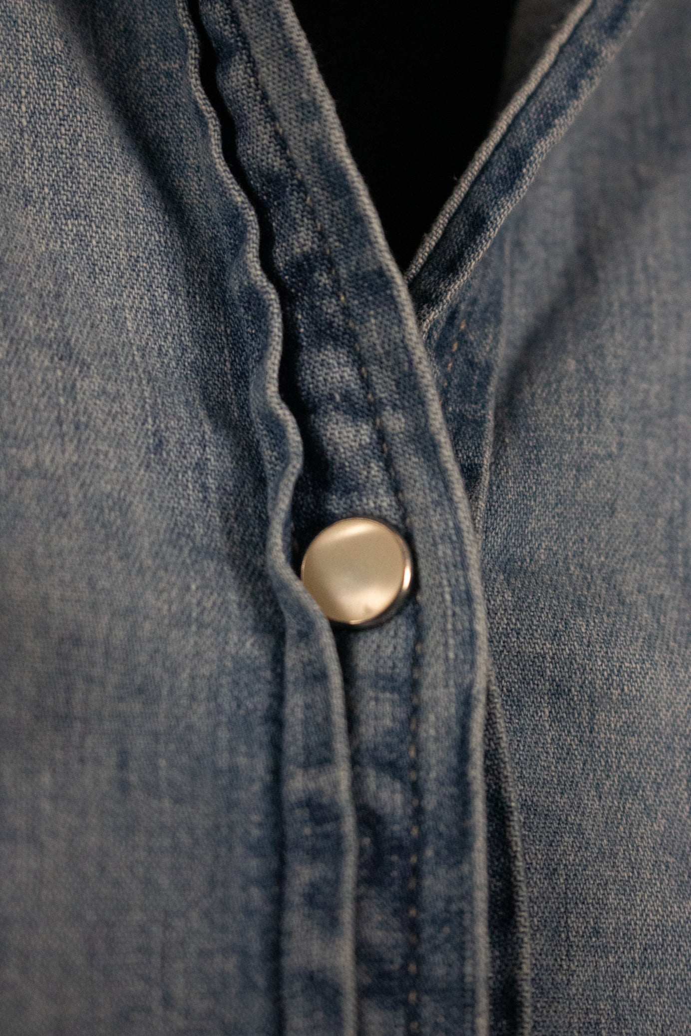 Western Distressed Denim White Pearly Buttons