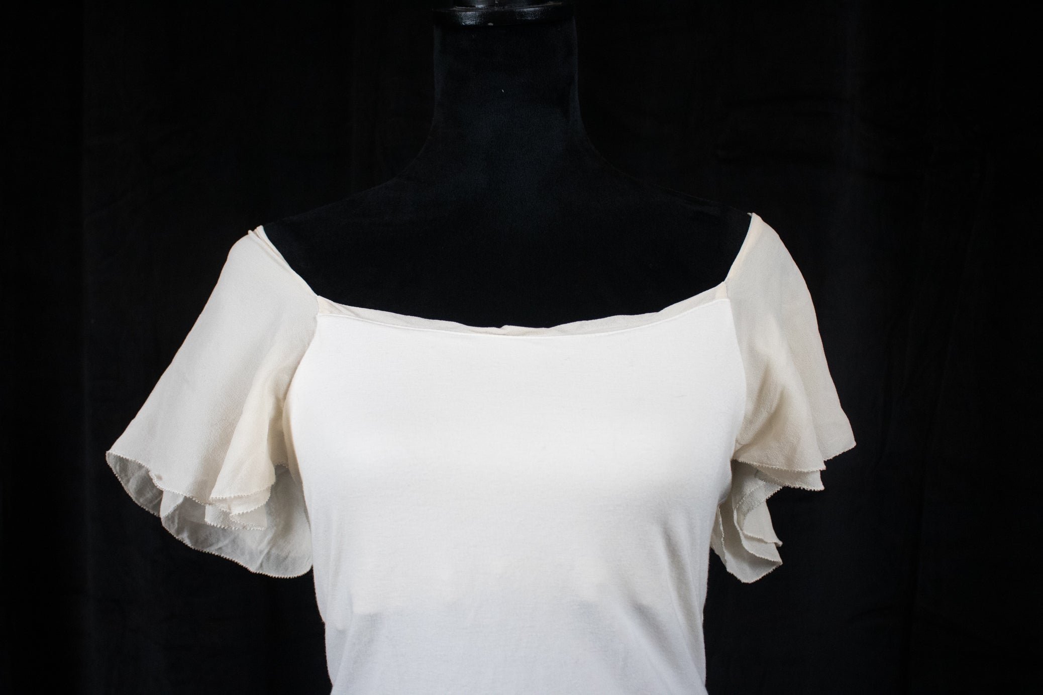 Lauren Ralph Lauren White Blouse with Ruffled Sleeves Size M