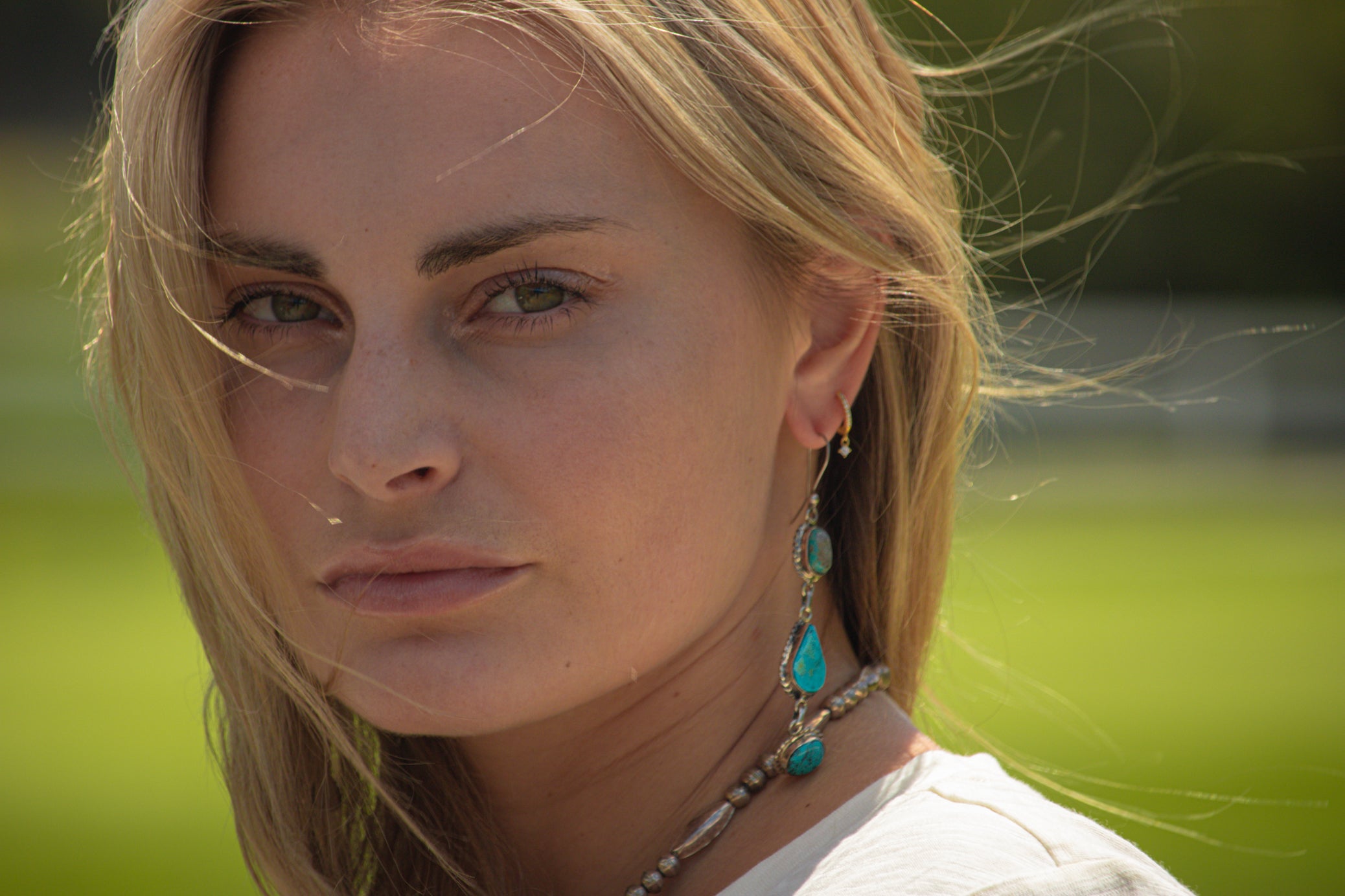 Vintage Navajo Turquoise Sterling Silver Three Tier Dangly Earrings Crafted by Silversmith WH