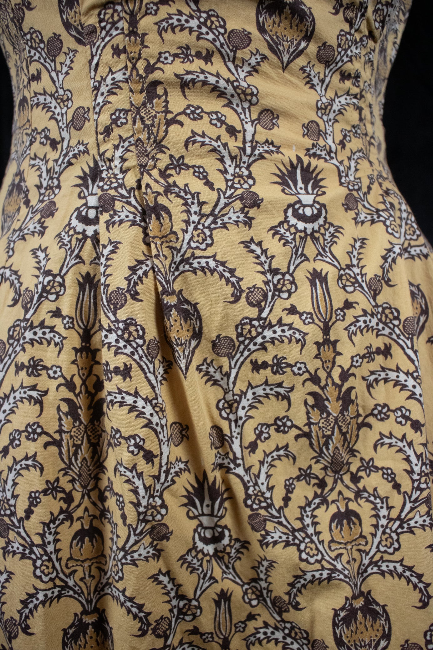 Plenty by Tracy Reese Mustard Yellow with Brown Leafy Design Strapless Dress Size 4