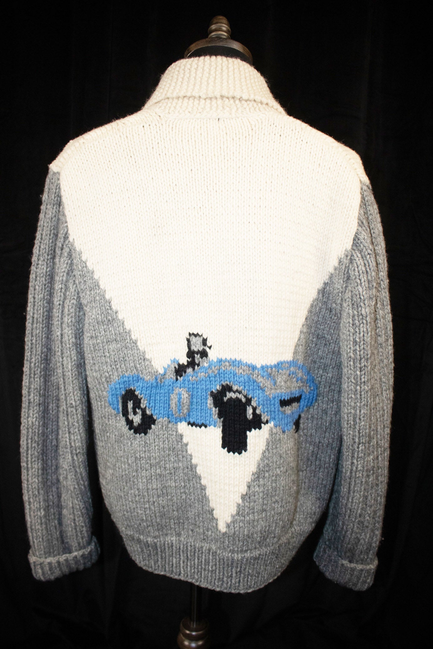 Rare Vintage 50's Rockabilly Cowichan Race Car Sweater Cardigan