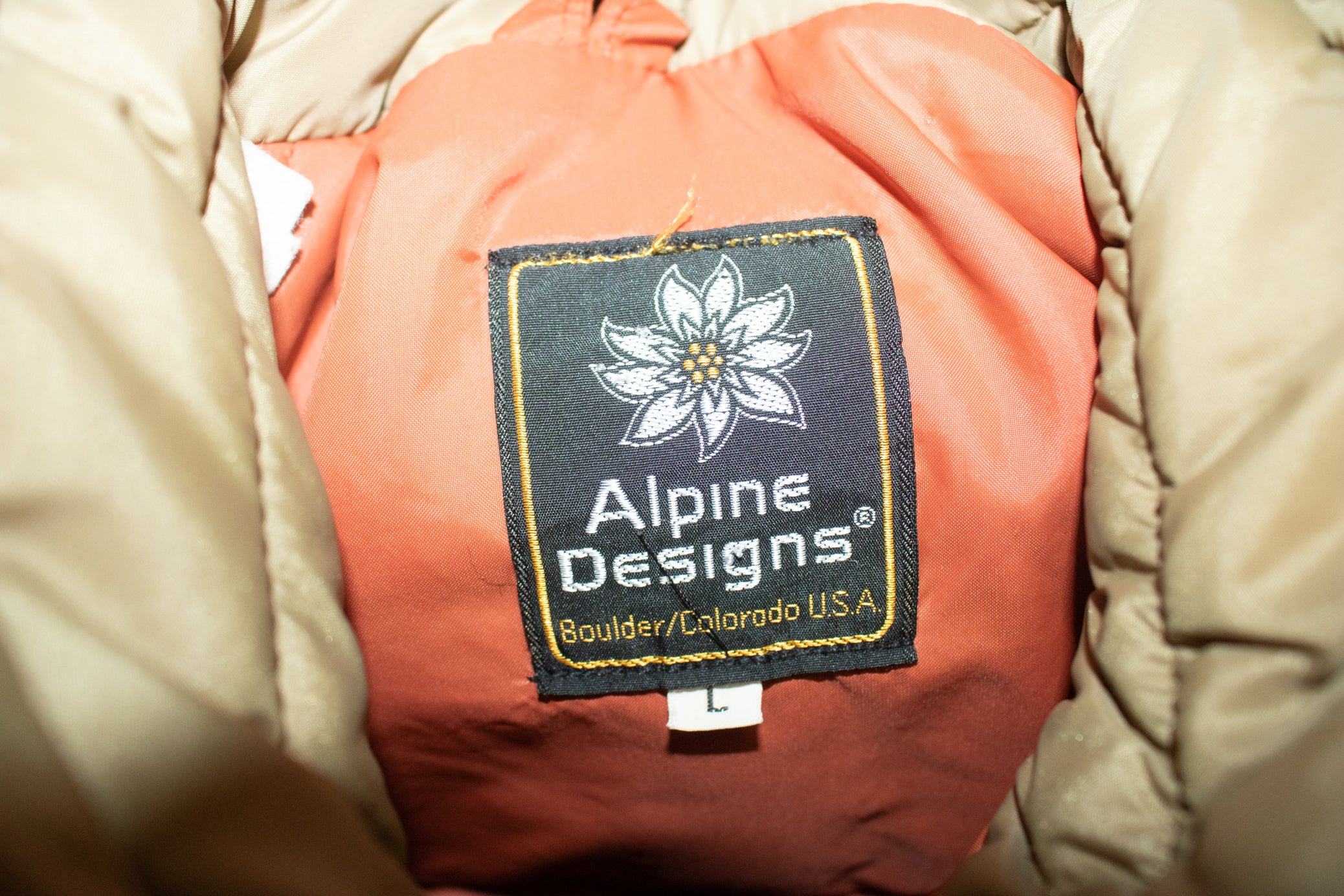 Vintage 80s Alpine Design Nylon Bomber Jacket L Orange/Khaki