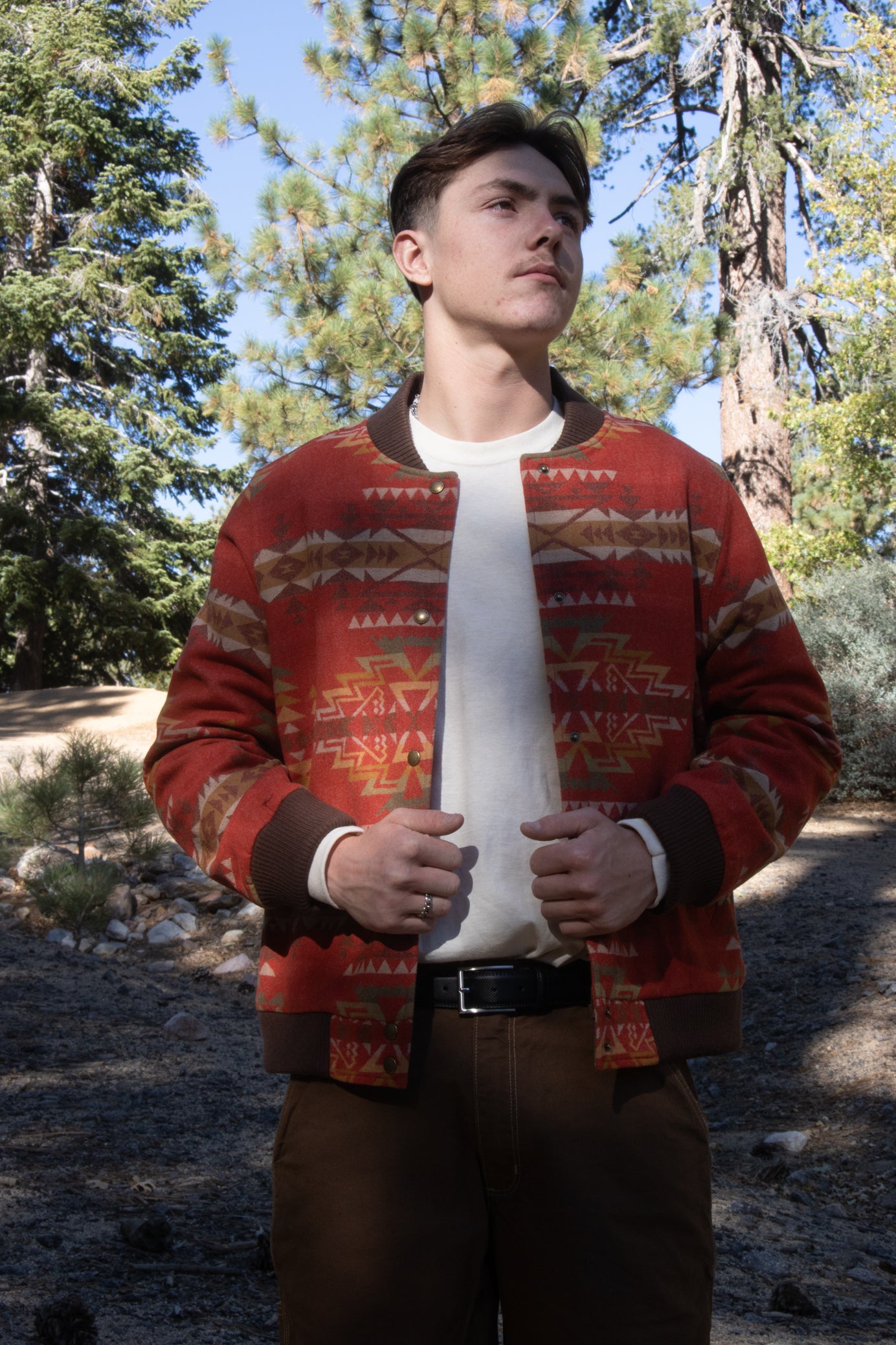 Pendleton Red Highland Peak Hoyt Jacquard Bomber Jacket