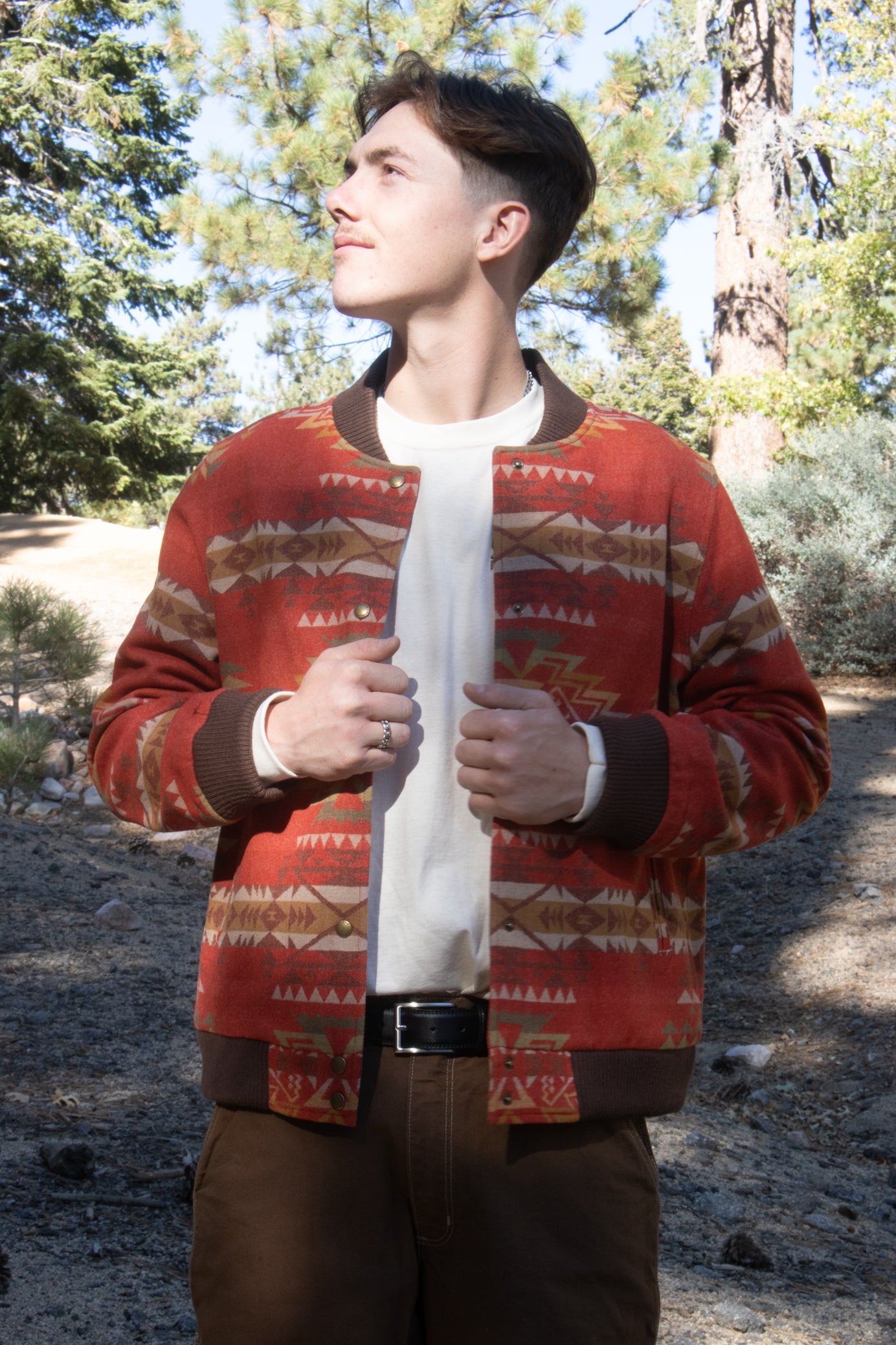 Pendleton Red Highland Peak Hoyt Jacquard Bomber Jacket