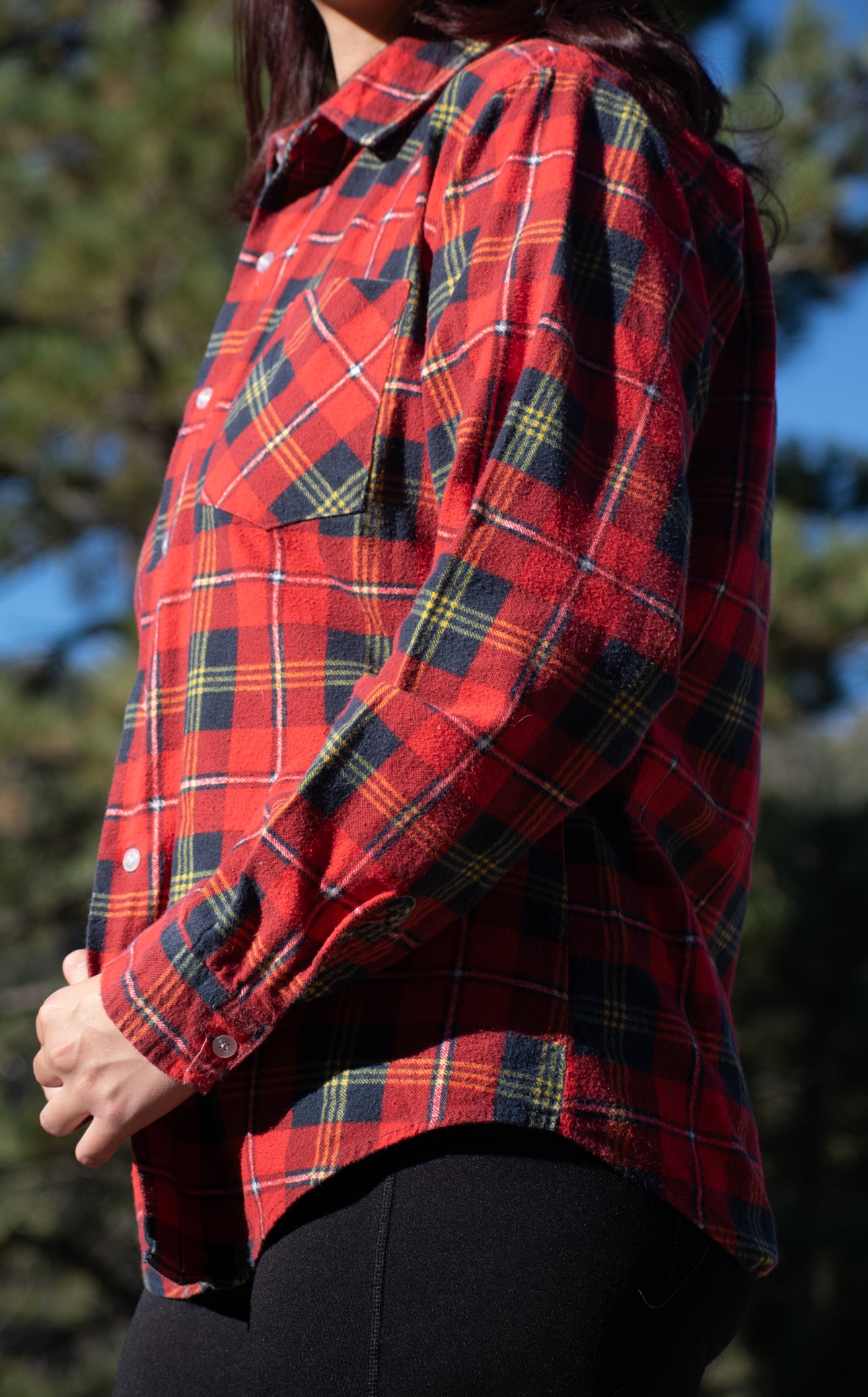 Woodman Red Black and Green Plaid Flannel