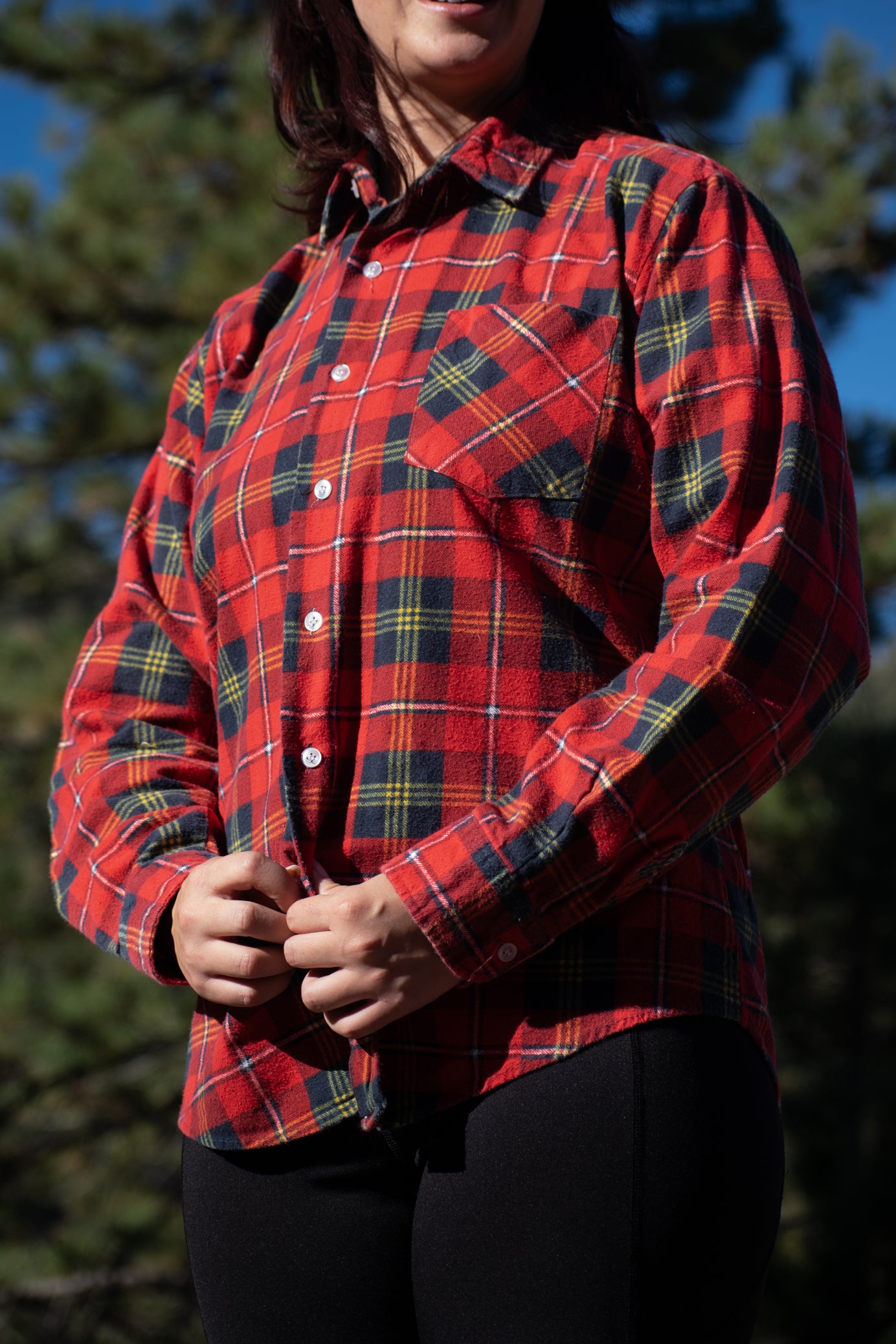 Woodman Red Black and Green Plaid Flannel
