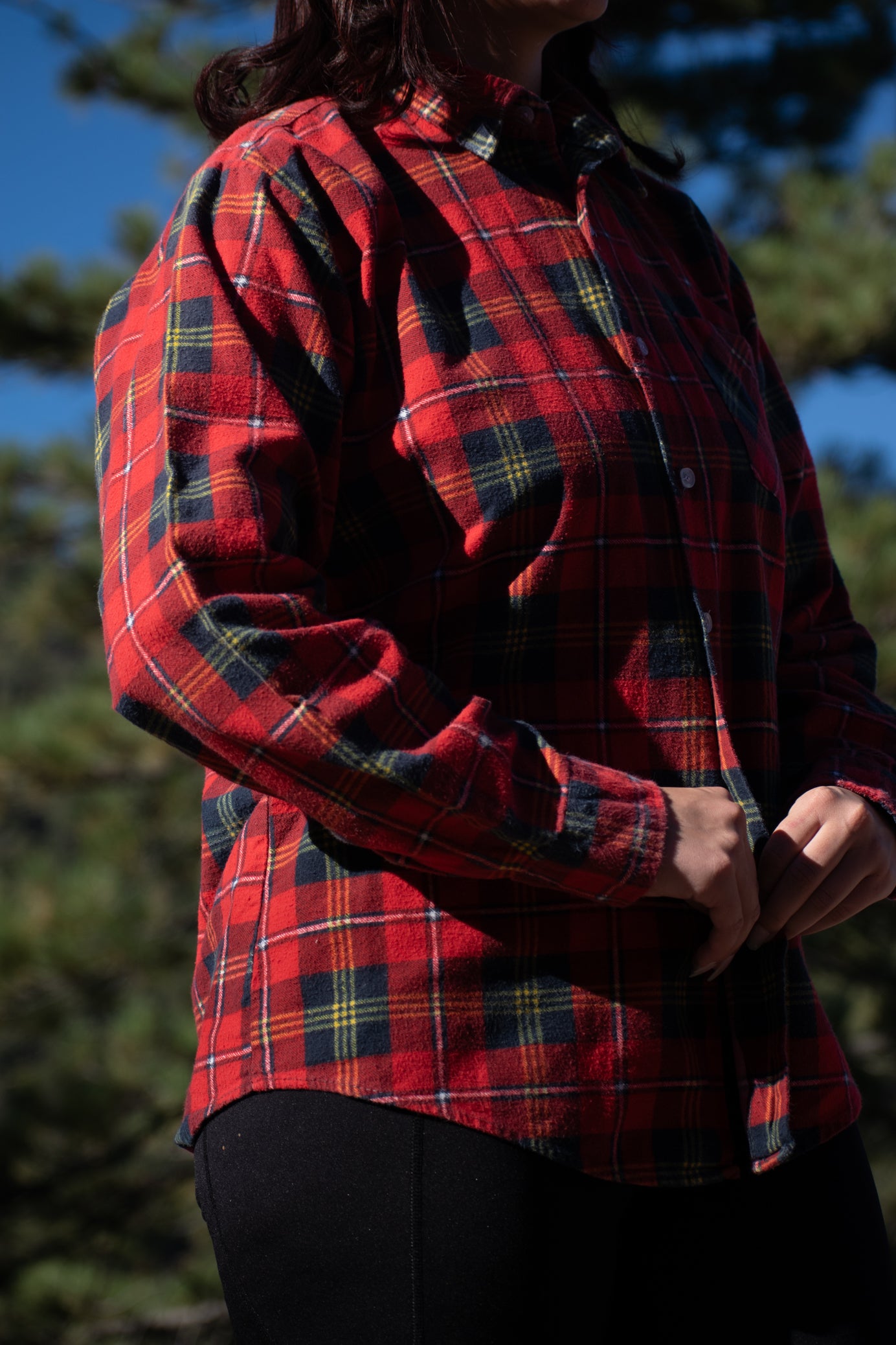 Woodman Red Black and Green Plaid Flannel