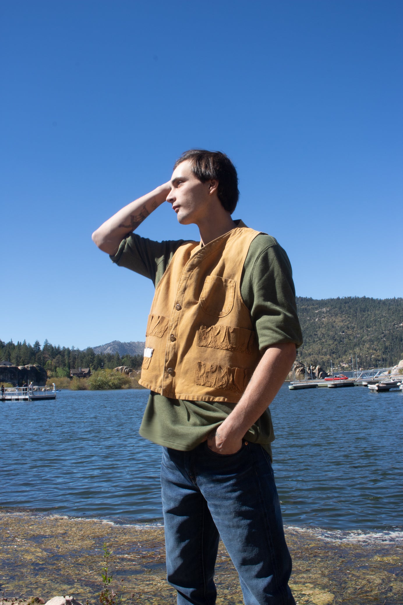 Men's Vintage Stream and Field Duck Hunting Vest – Brown (Size L)