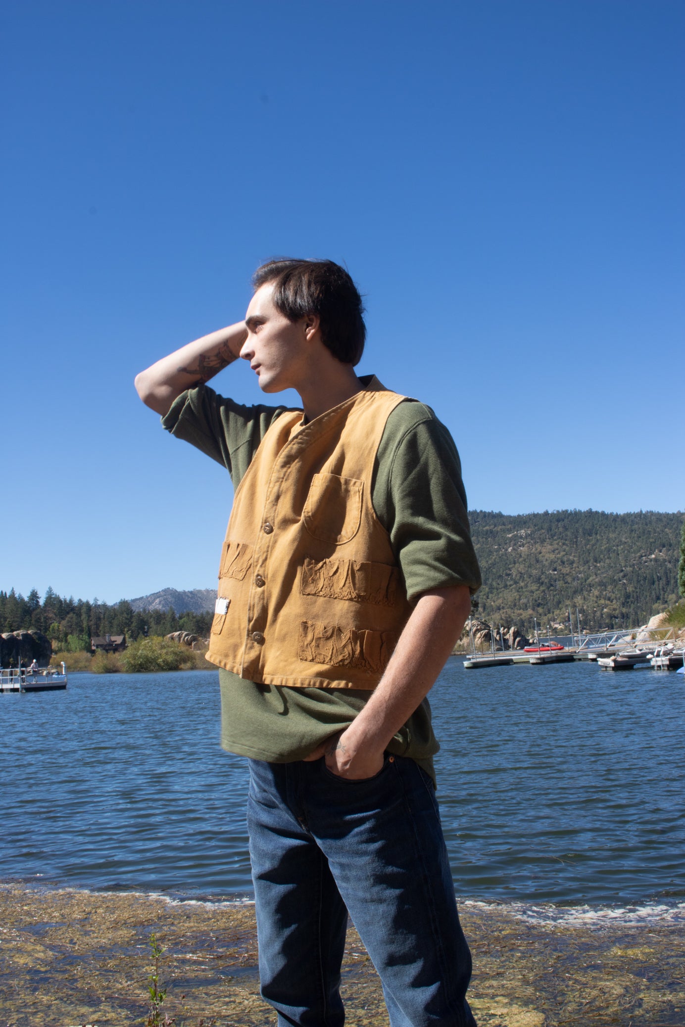 Men's Vintage Stream and Field Duck Hunting Vest – Brown (Size L)