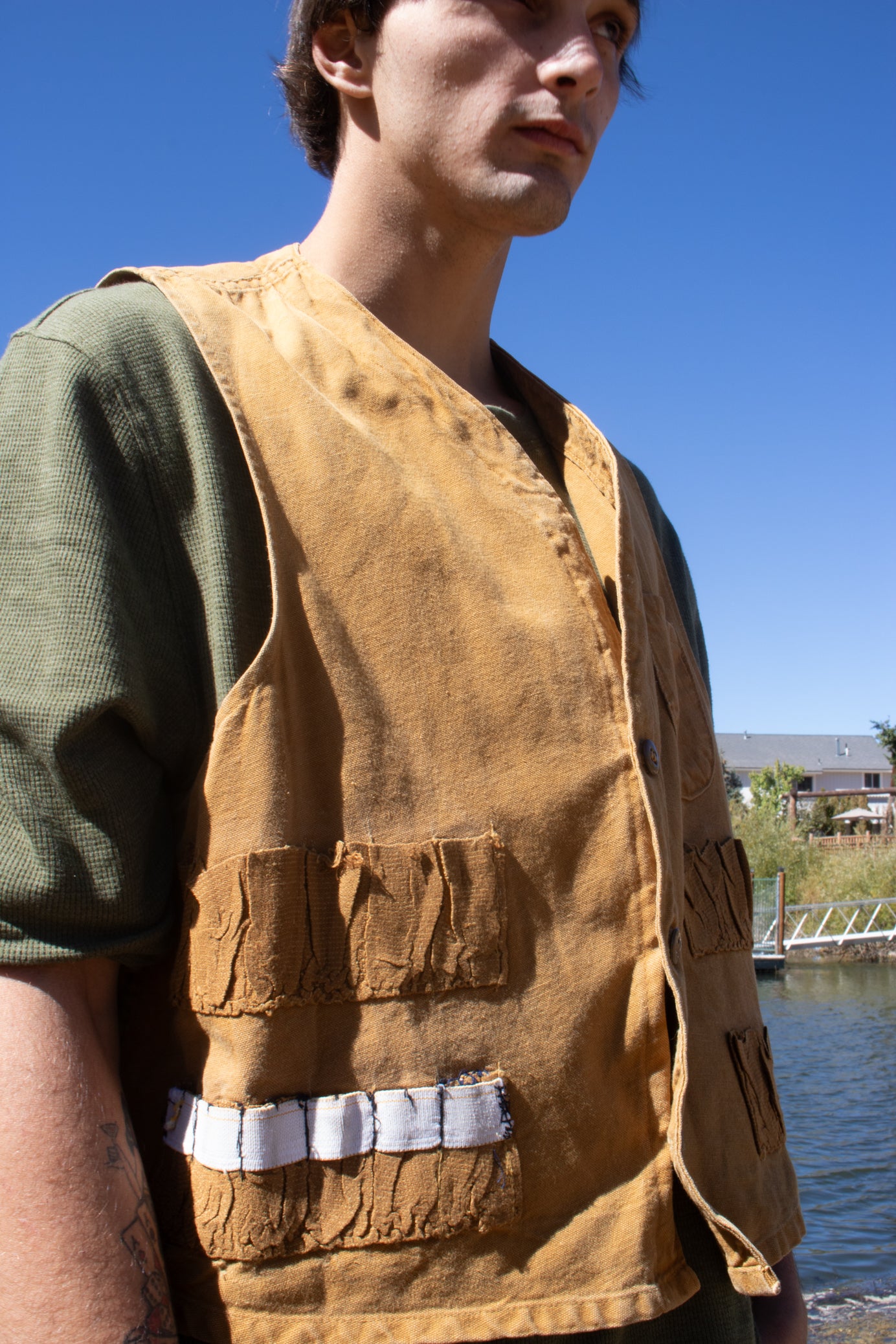 Men's Vintage Stream and Field Duck Hunting Vest – Brown (Size L)