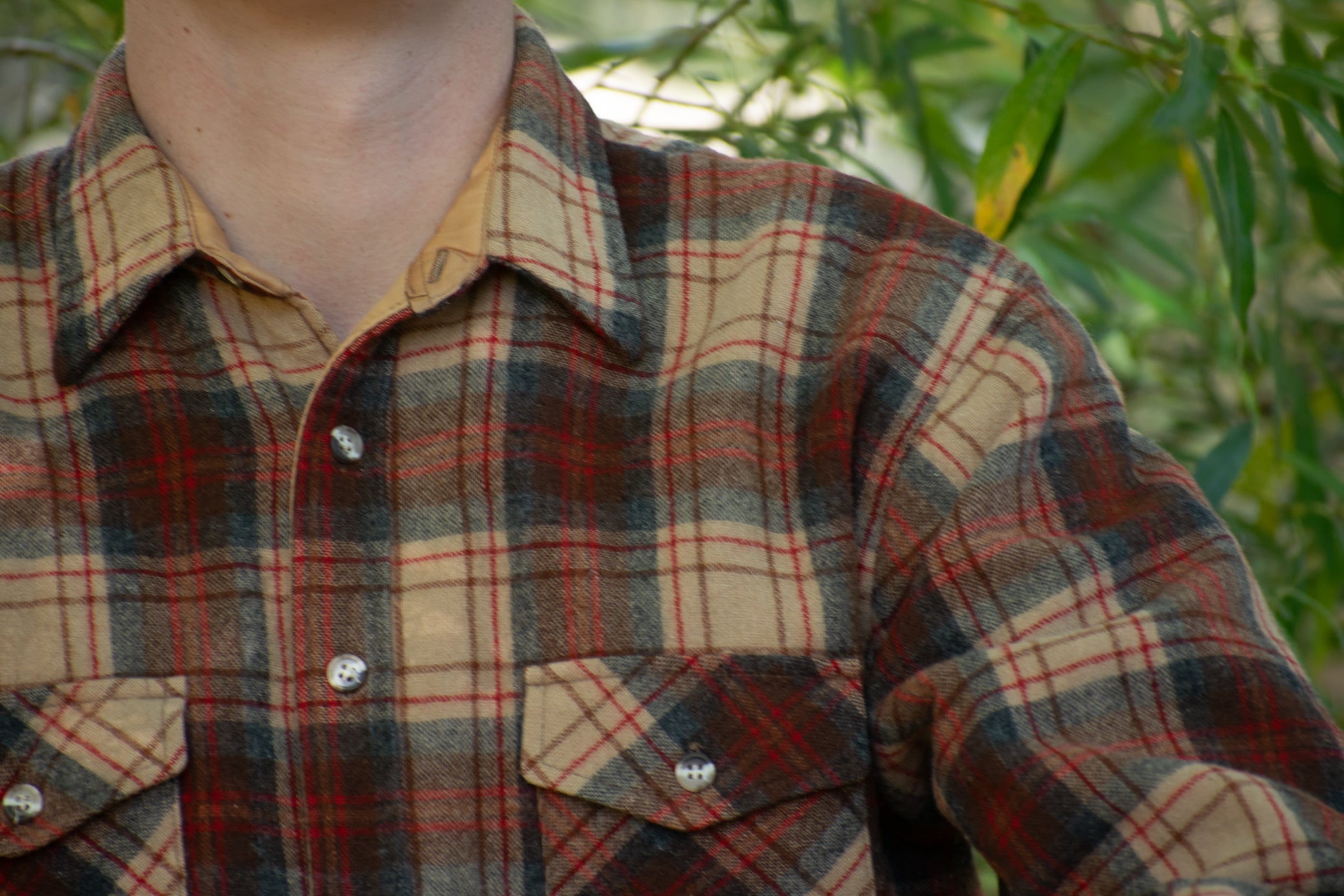 Rich Red and Khaki flannel with tan padded liner