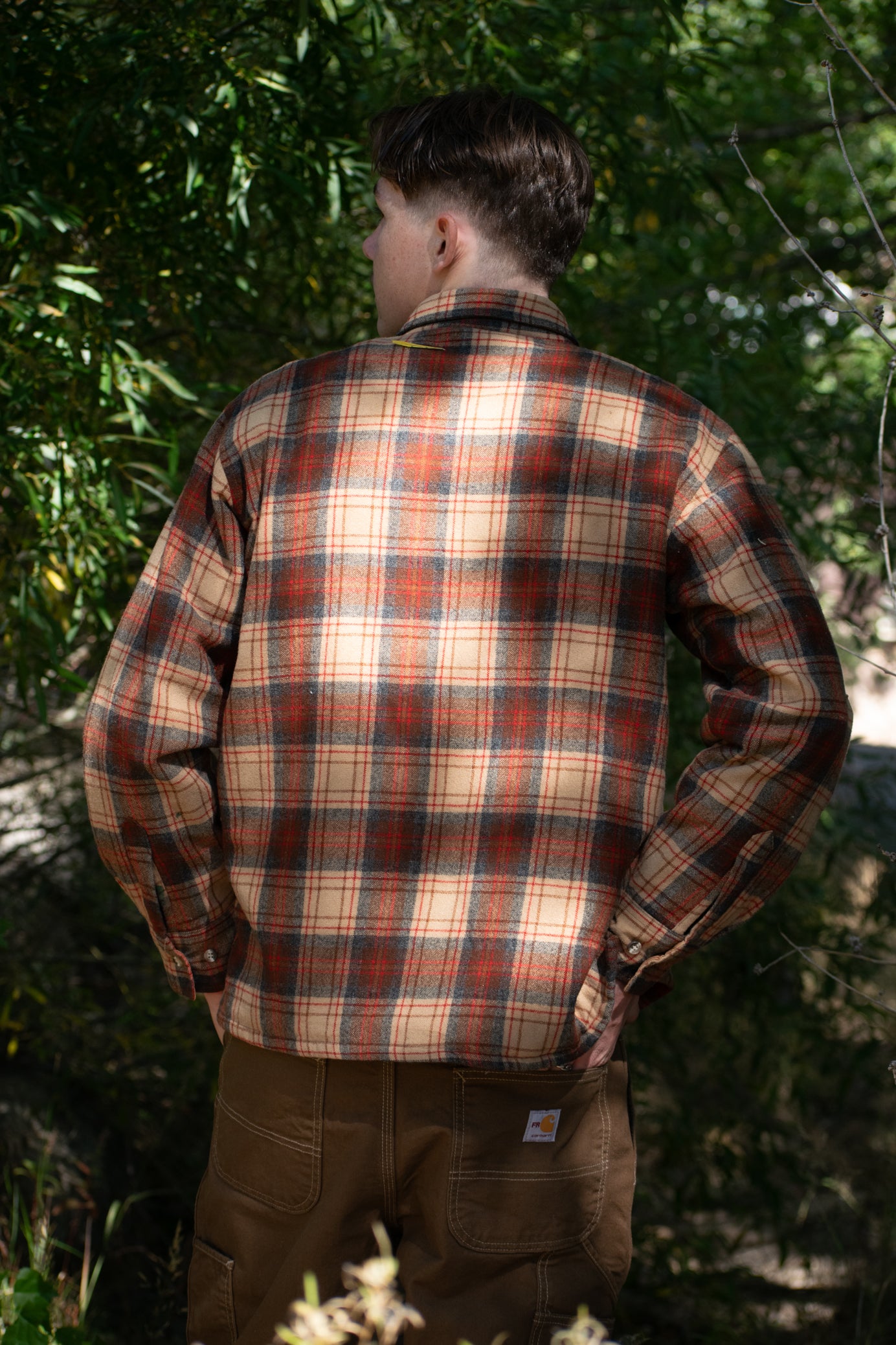 Rich Red and Khaki flannel with tan padded liner