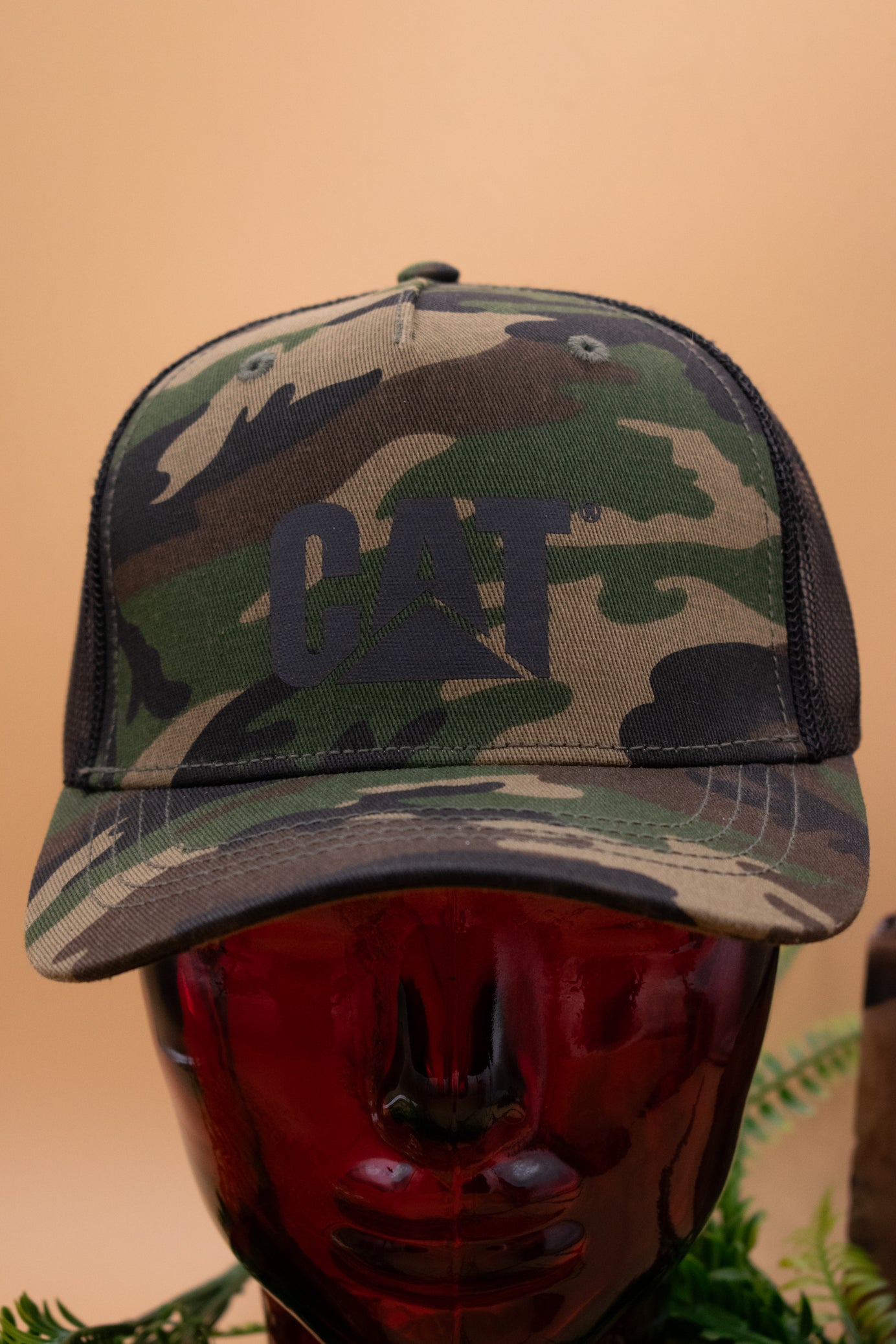 Trucker Cap with Cat Logo Color: Woodland Camo