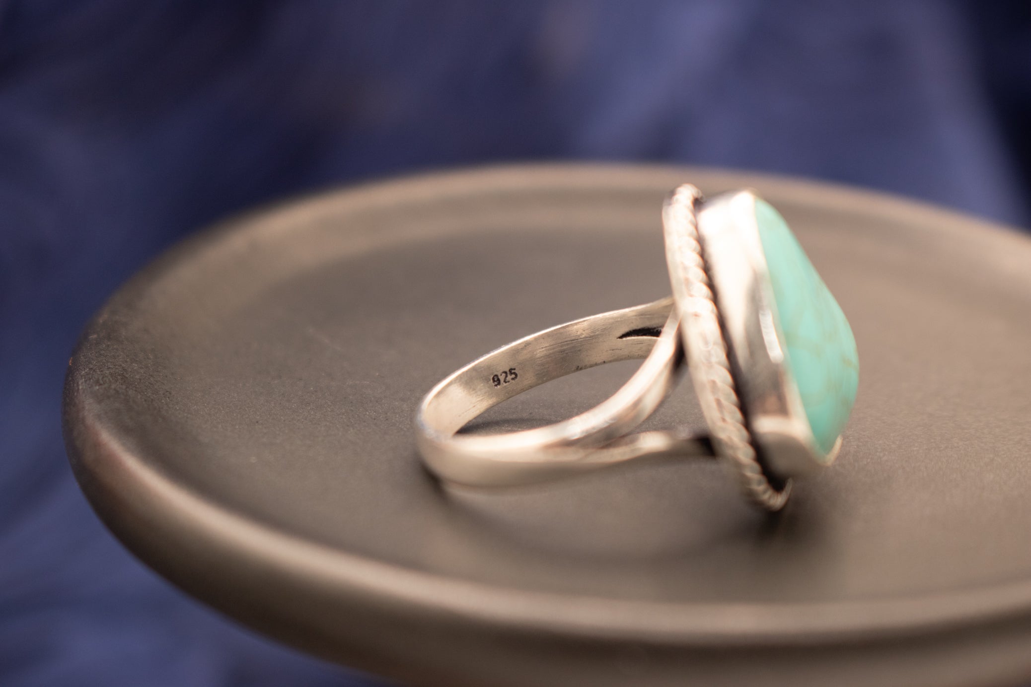 Raw Turquoise Ring Sterling Silver Size 9