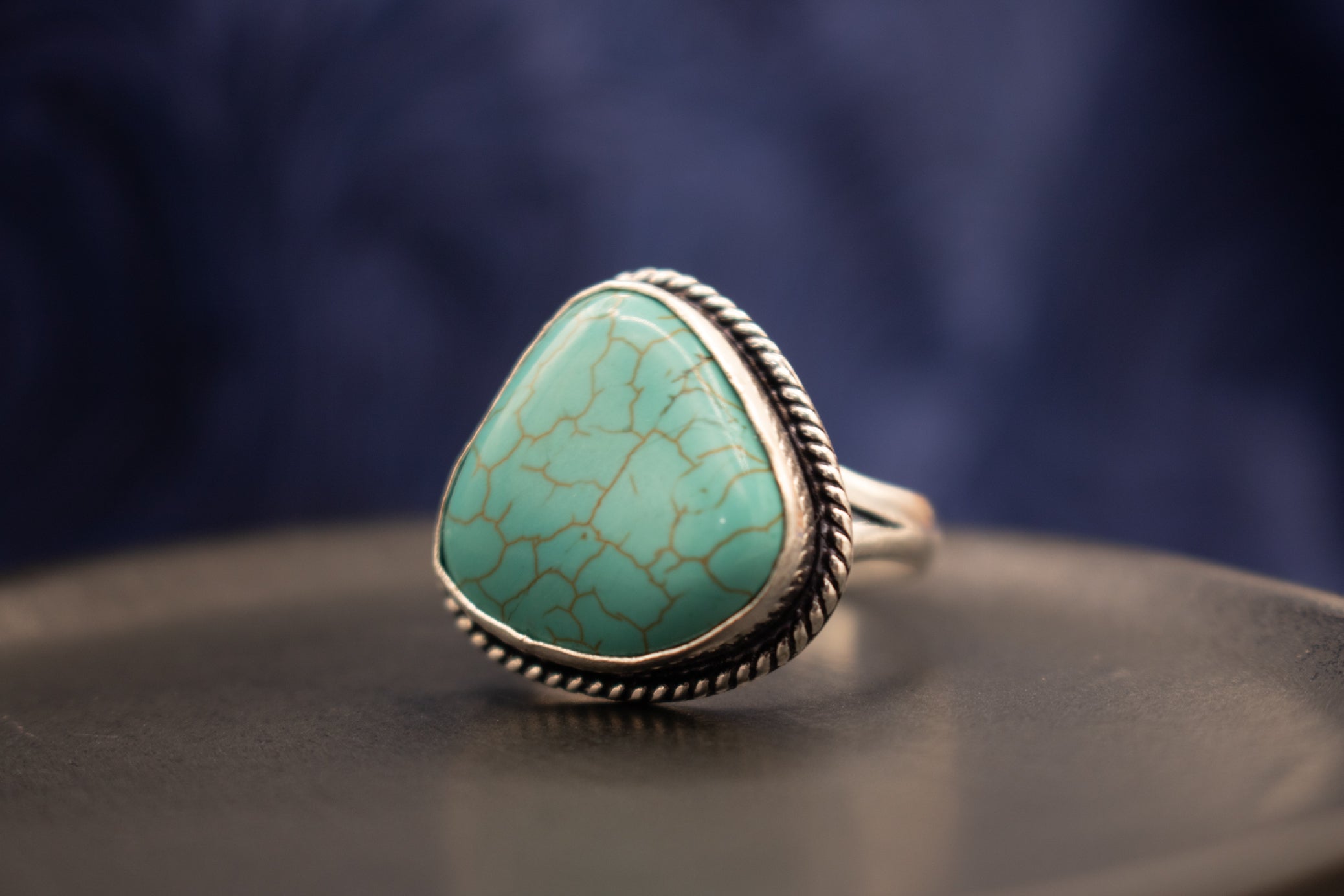Raw Turquoise Ring Sterling Silver Size 9