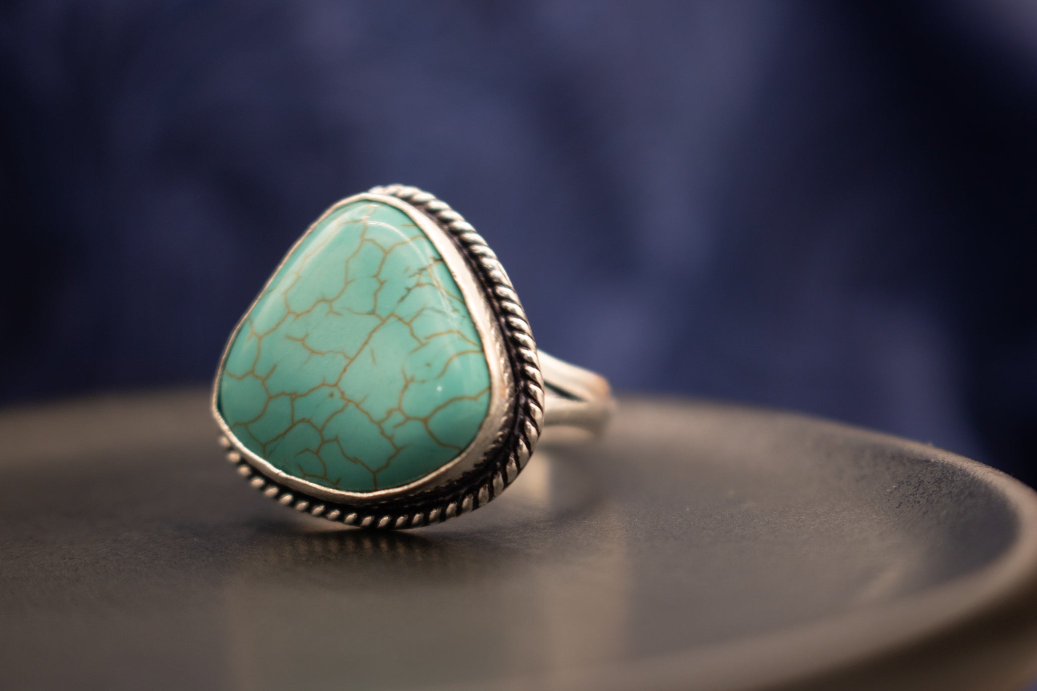 Raw Turquoise Ring Sterling Silver Size 9