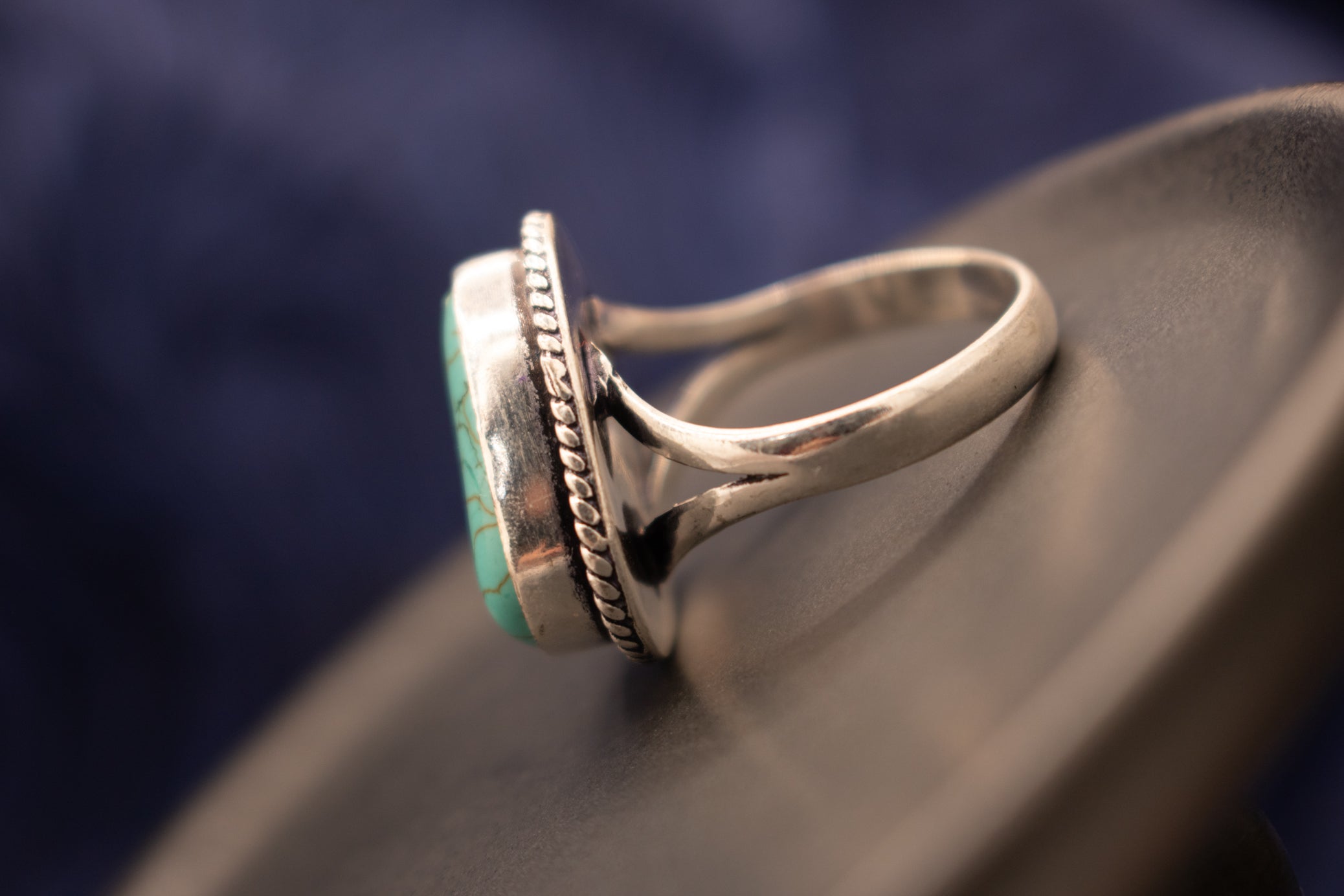 Raw Turquoise Ring Sterling Silver Size 9