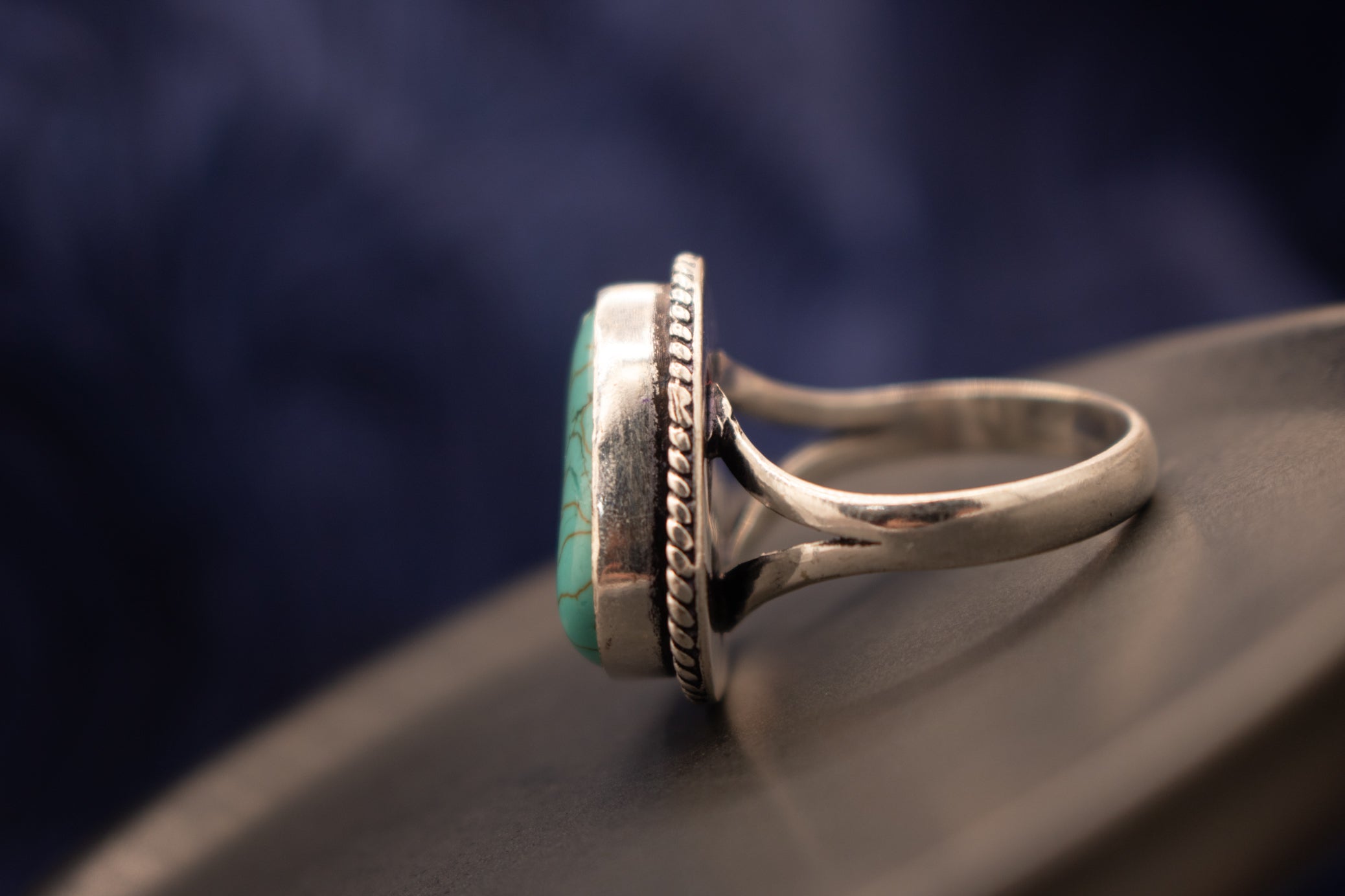 Raw Turquoise Ring Sterling Silver Size 9