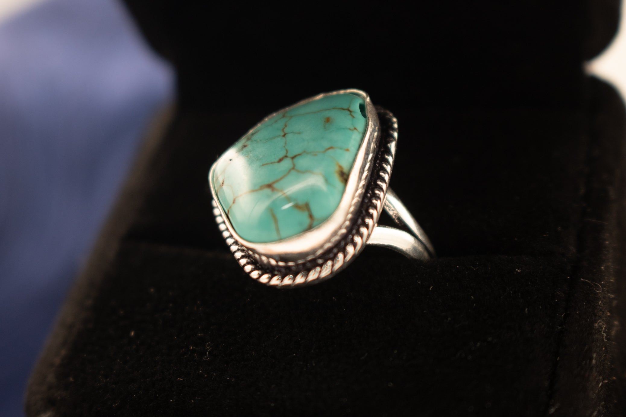 Raw Turquoise 925 Sterling Silver Ring Size 6