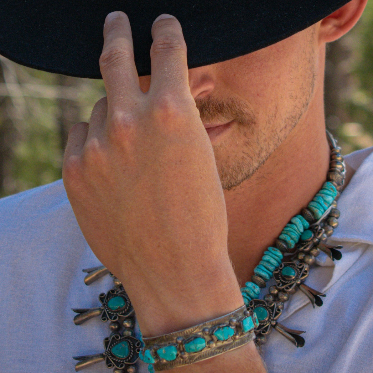 Navajo Sterling Silver Turquoise Cuff Bracelet