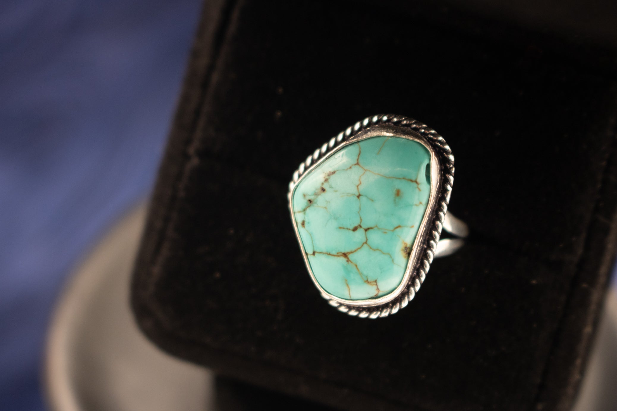 Raw Turquoise 925 Sterling Silver Ring Size 6