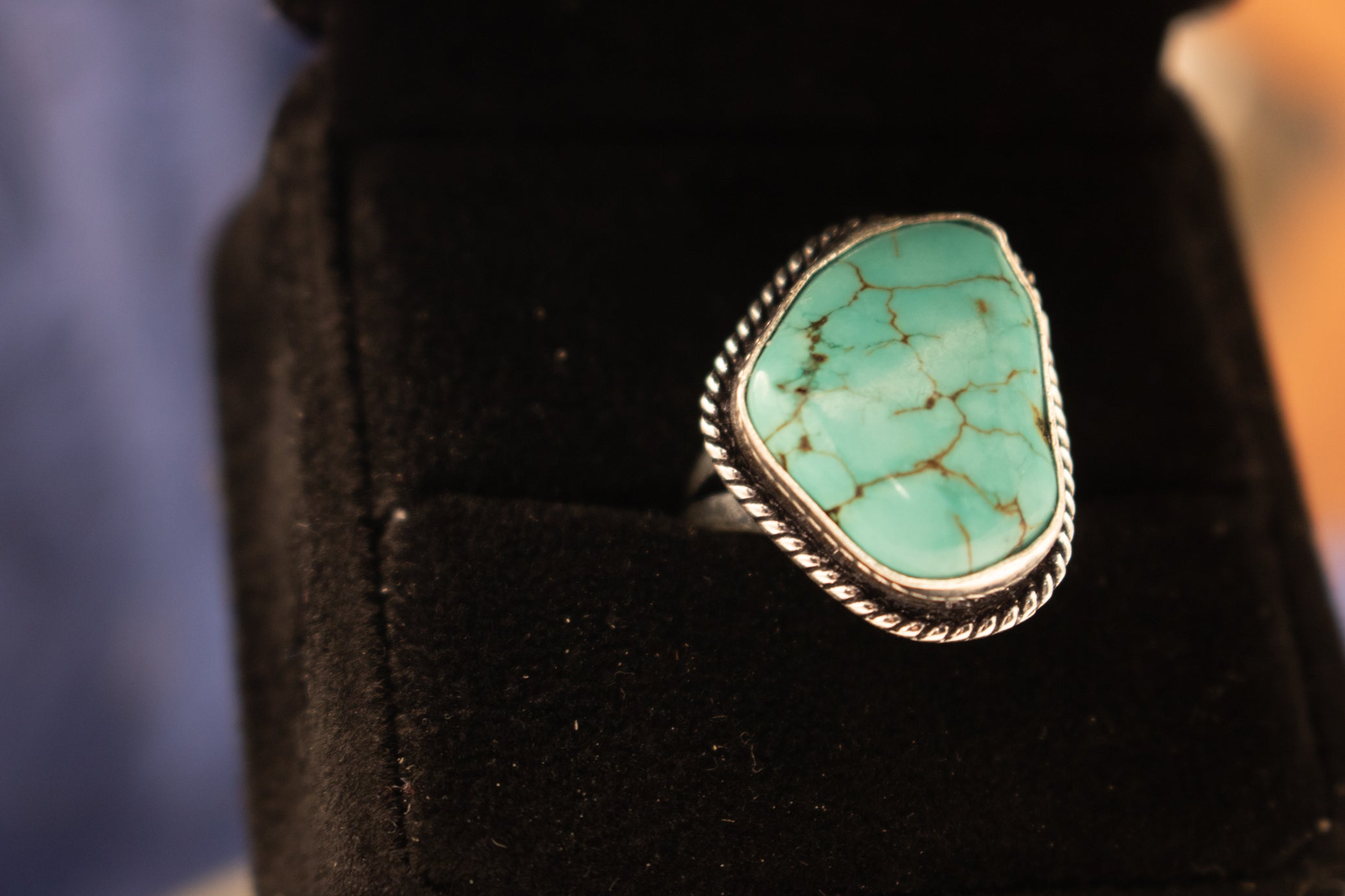 Raw Turquoise 925 Sterling Silver Ring Size 6