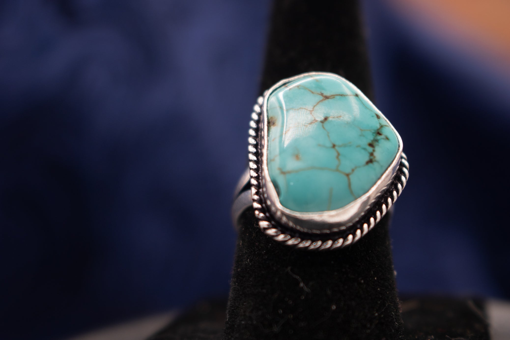 Raw Turquoise 925 Sterling Silver Ring Size 6
