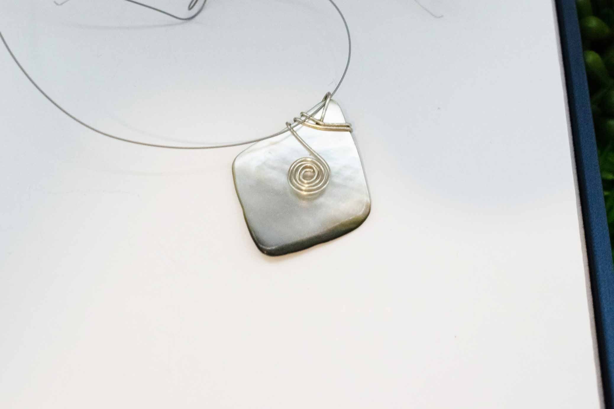 Abalone Shell with Infinity Spiral On a Choker String