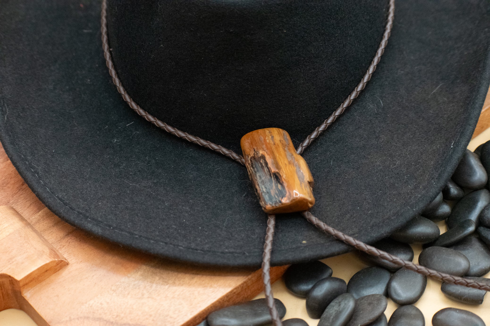 Native American Petrified Wood Bolo Tie