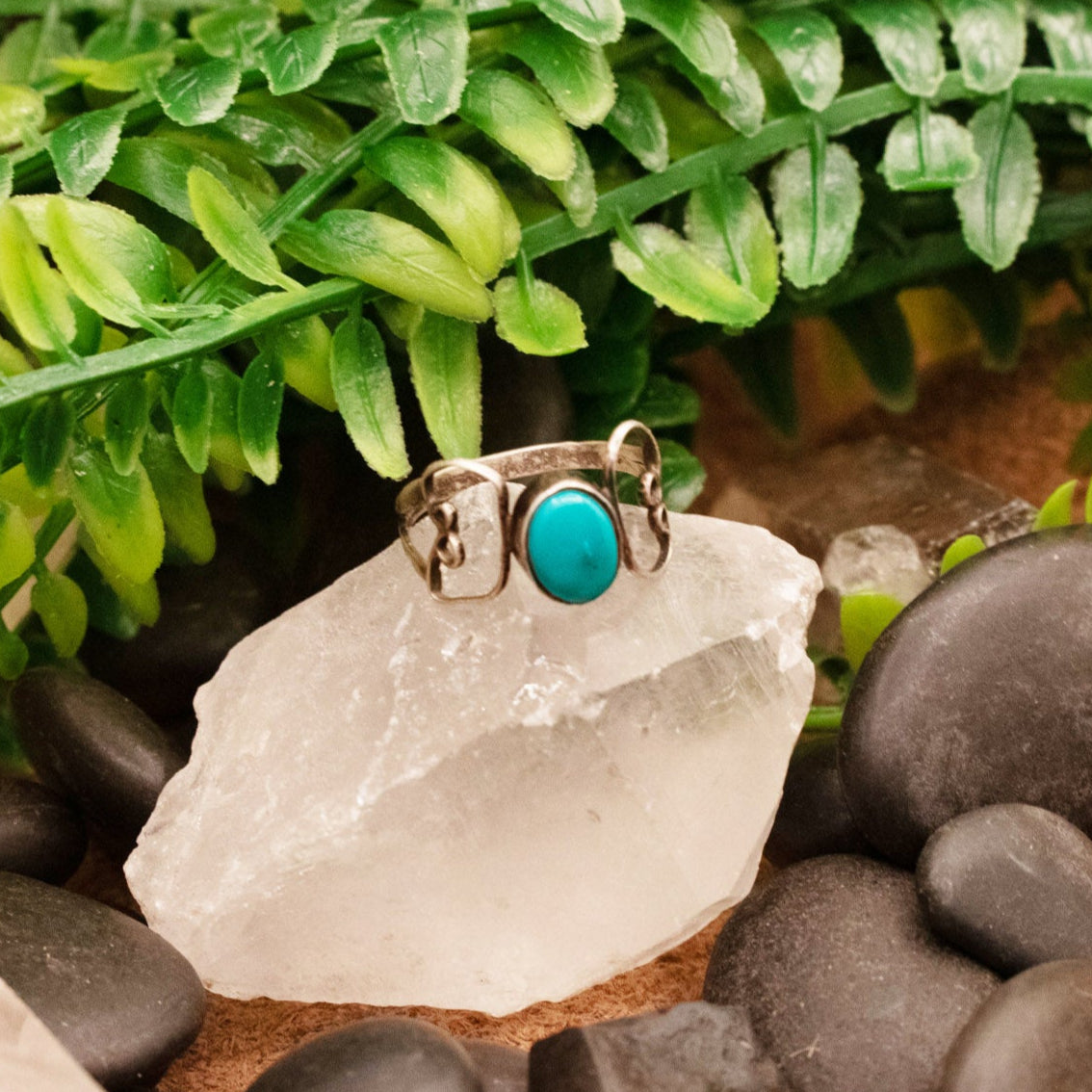 Vintage Navajo Fox Turquoise Sterling Silver Ring Size 6