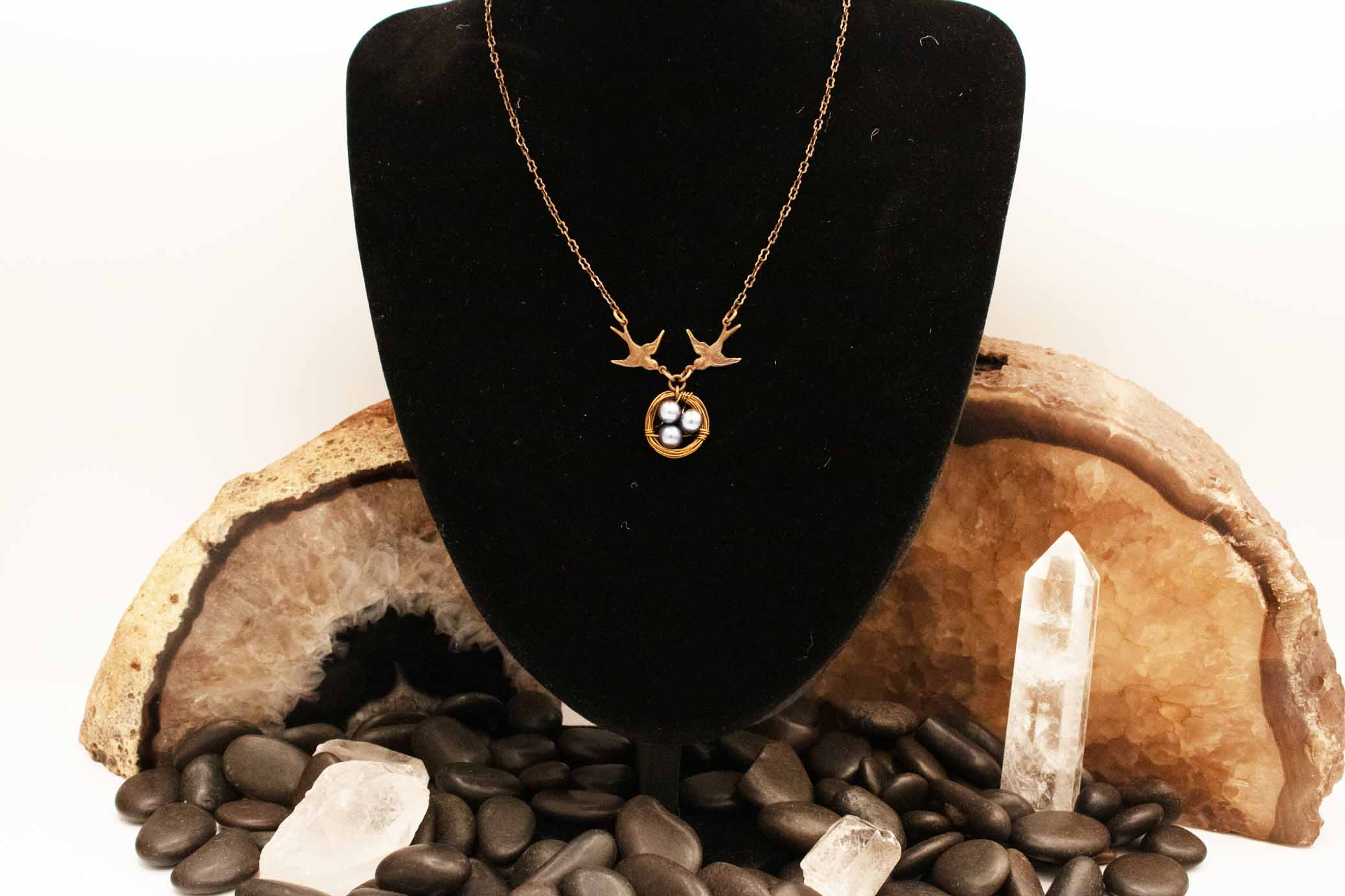 Beautiful Bird Nest Symbolic of Family and Motherhood Necklace
