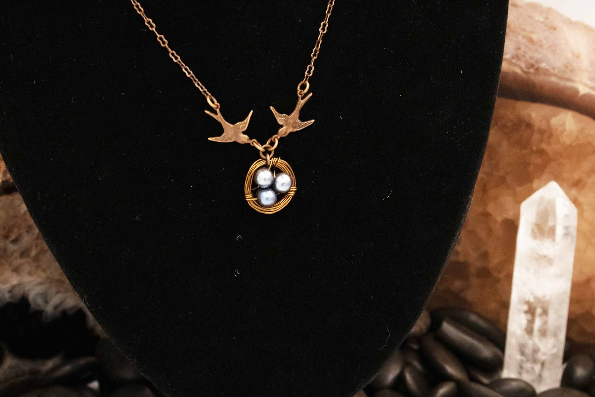 Beautiful Bird Nest Symbolic of Family and Motherhood Necklace