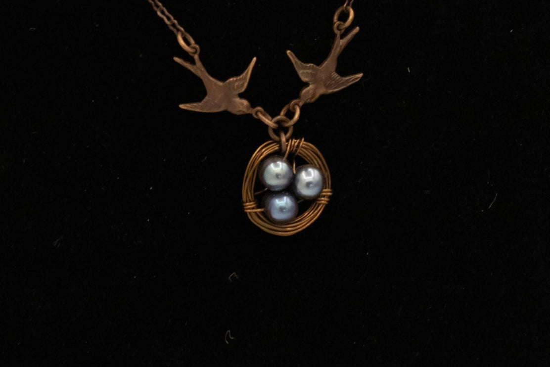 Beautiful Bird Nest Symbolic of Family and Motherhood Necklace