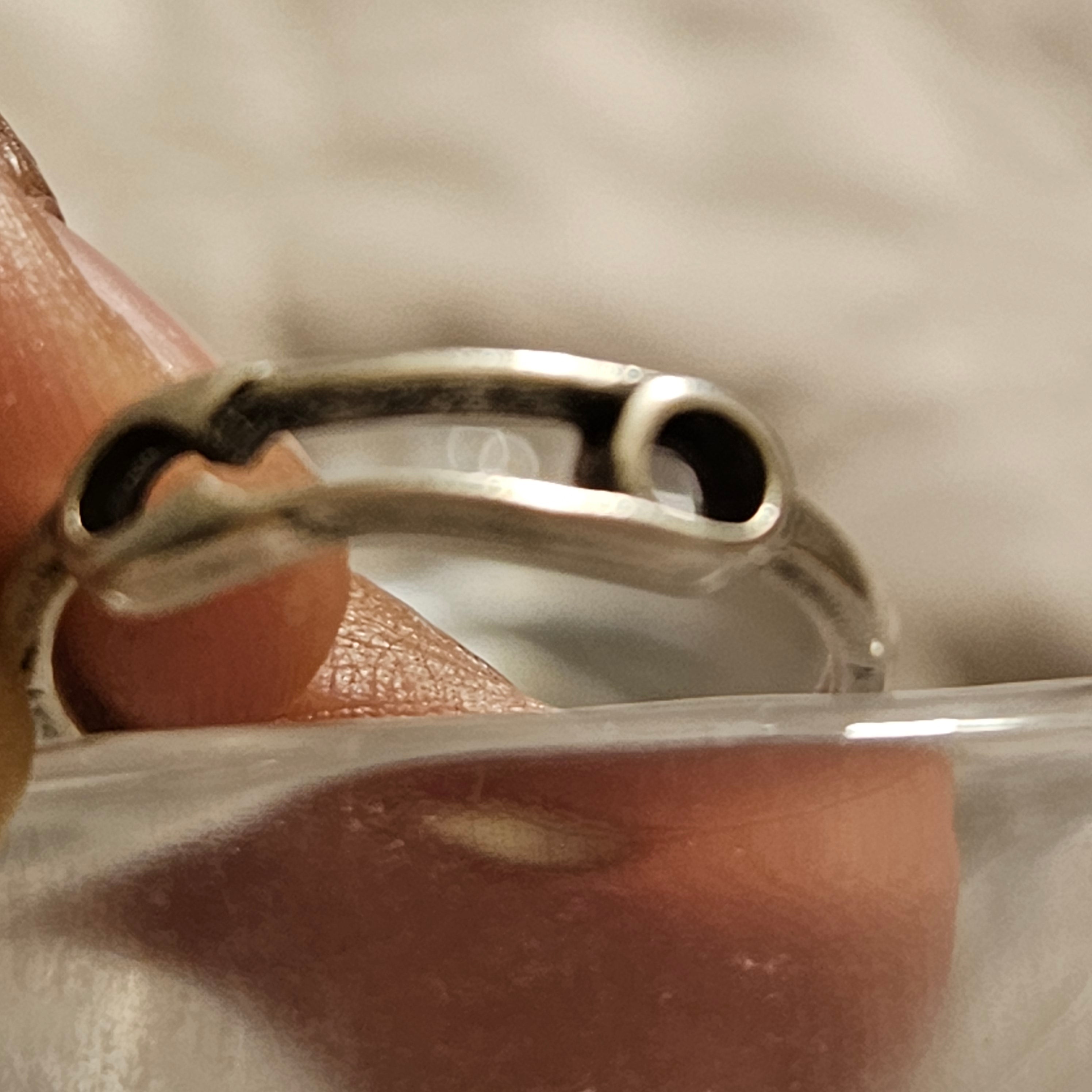 Safety Pin Alloy Plated Silver Ring Size 6