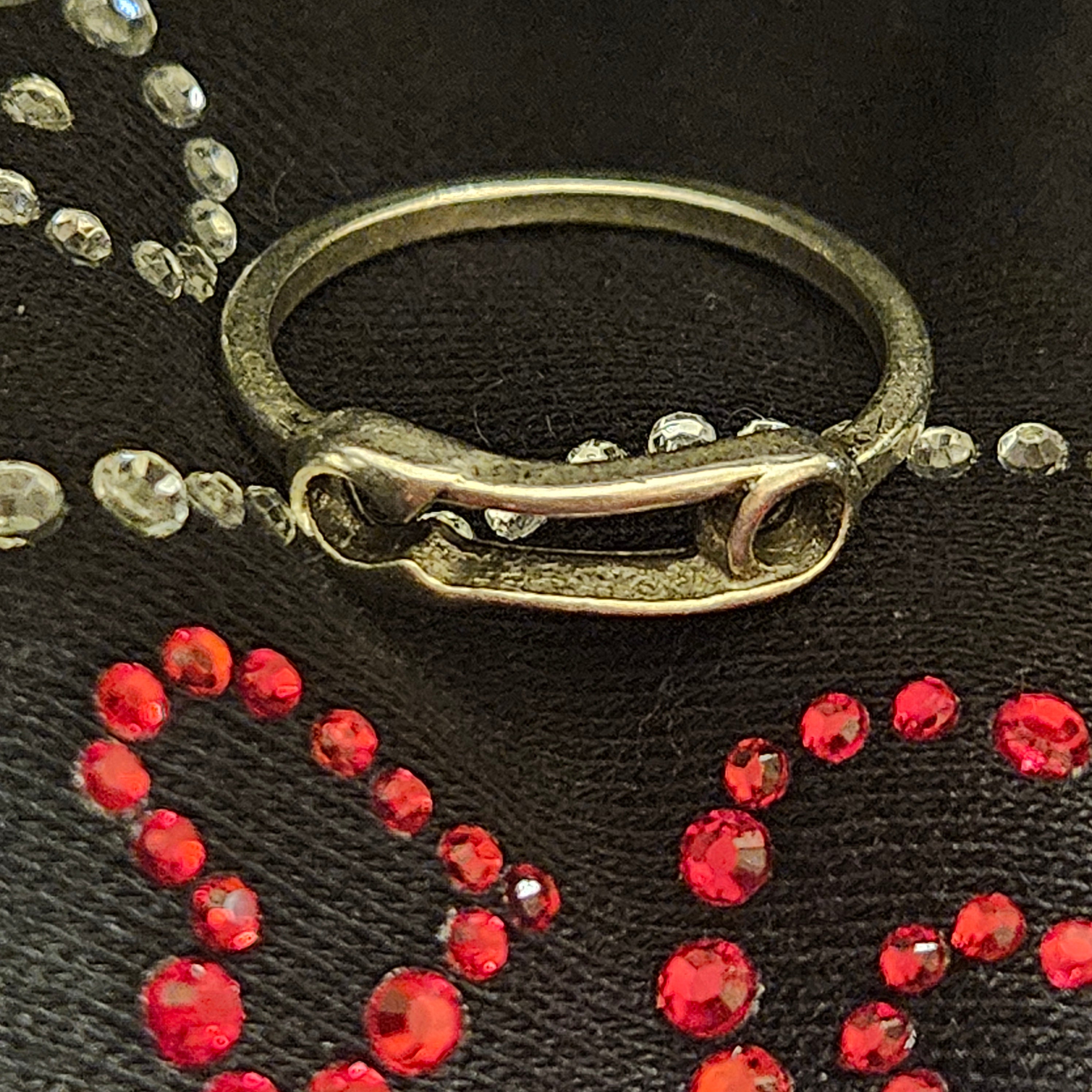 Safety Pin Alloy Plated Silver Ring Size 6