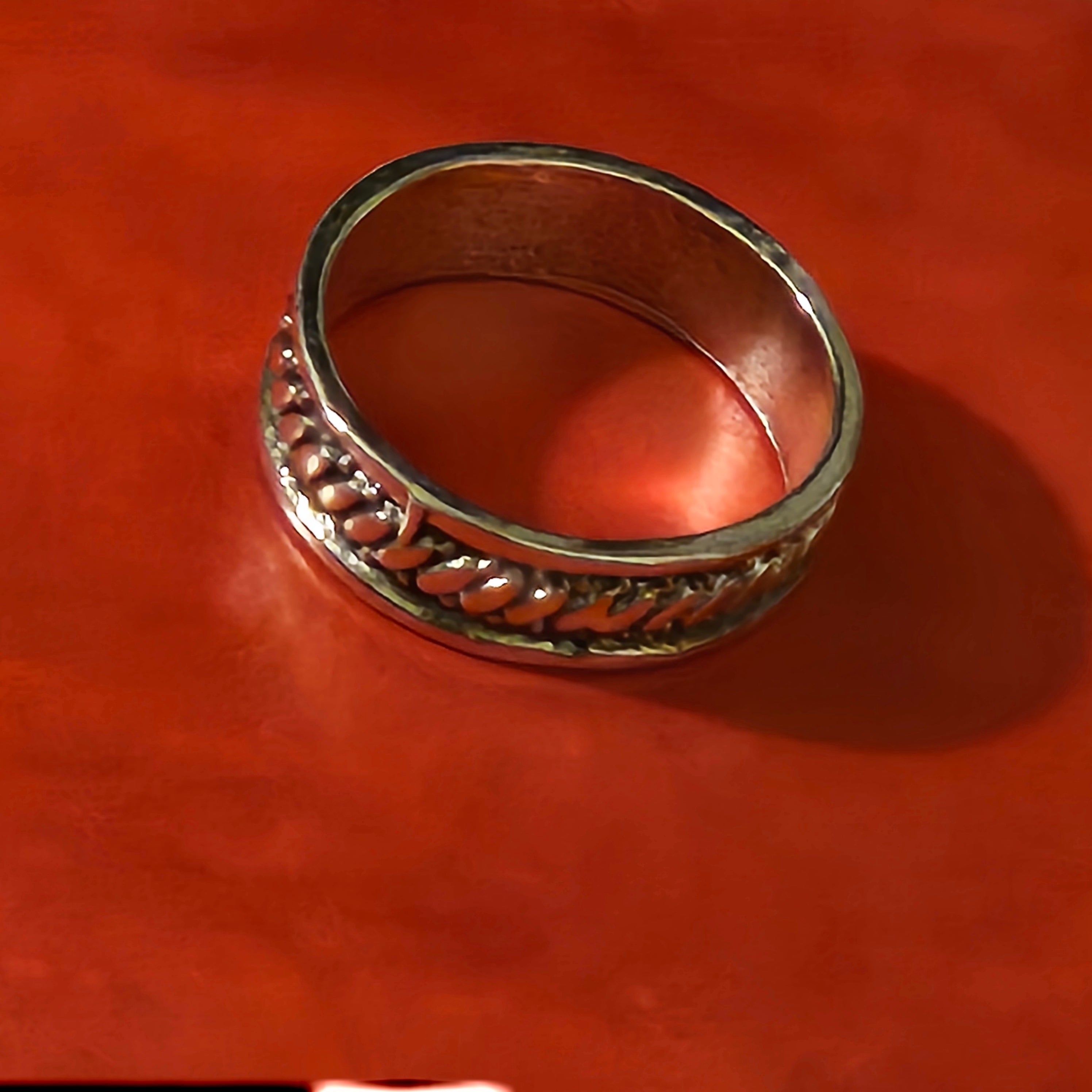 Braided Silver Alloy-Plated Band Ring Size 6