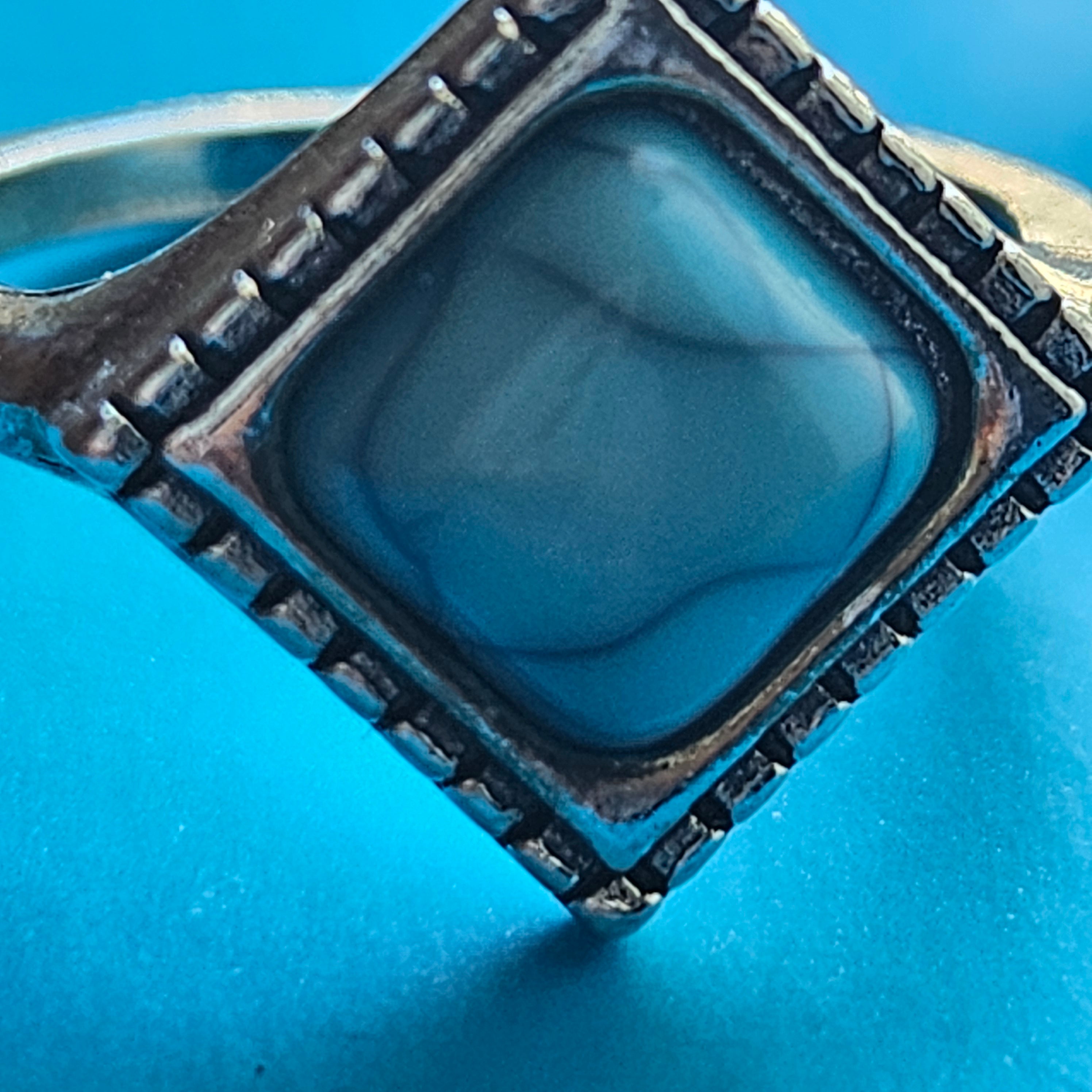Alloy Silver Plated Faux Turquoise Ring Size 7