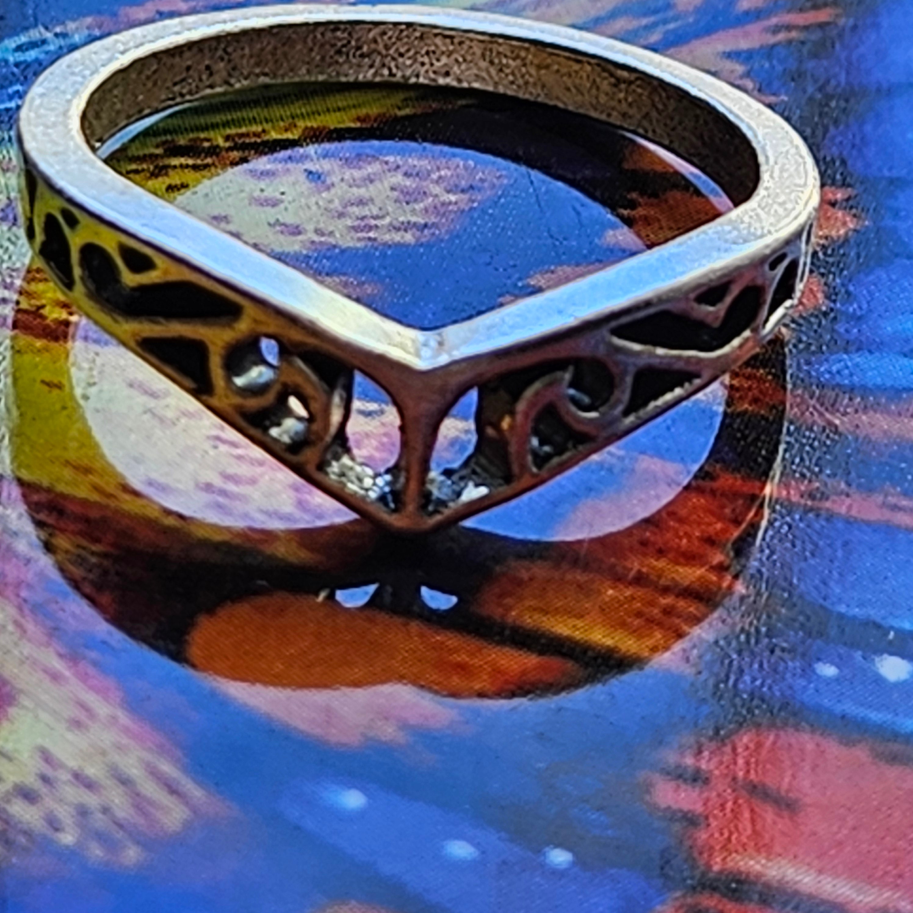 Shiny Alloy Plated Silver Tiara Ring Size 7