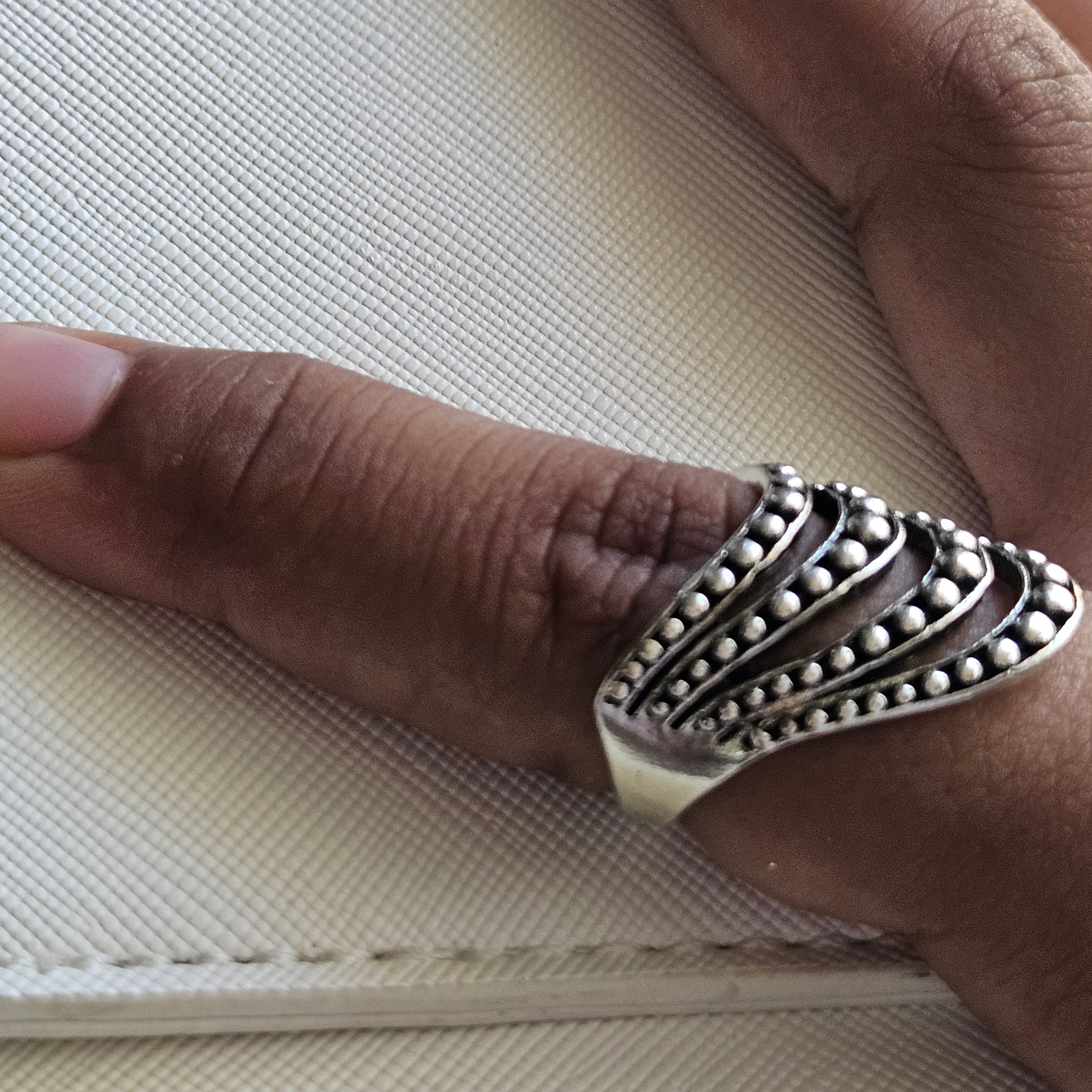 Shiny Alloy Plated Silver Ring Size 8